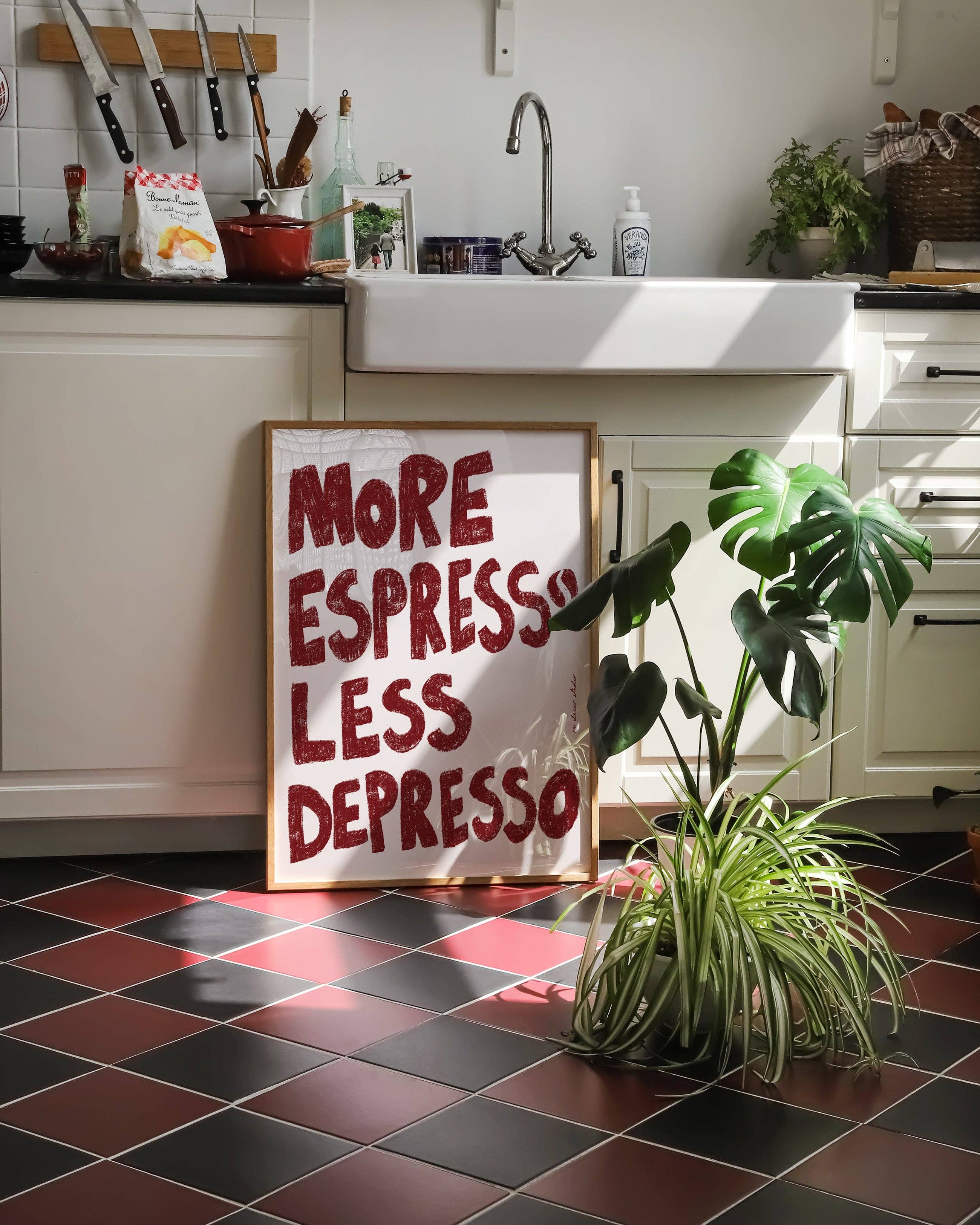 MORE ESPRESSO LESS DEPRESSO ART PRINT POSTER BASKI