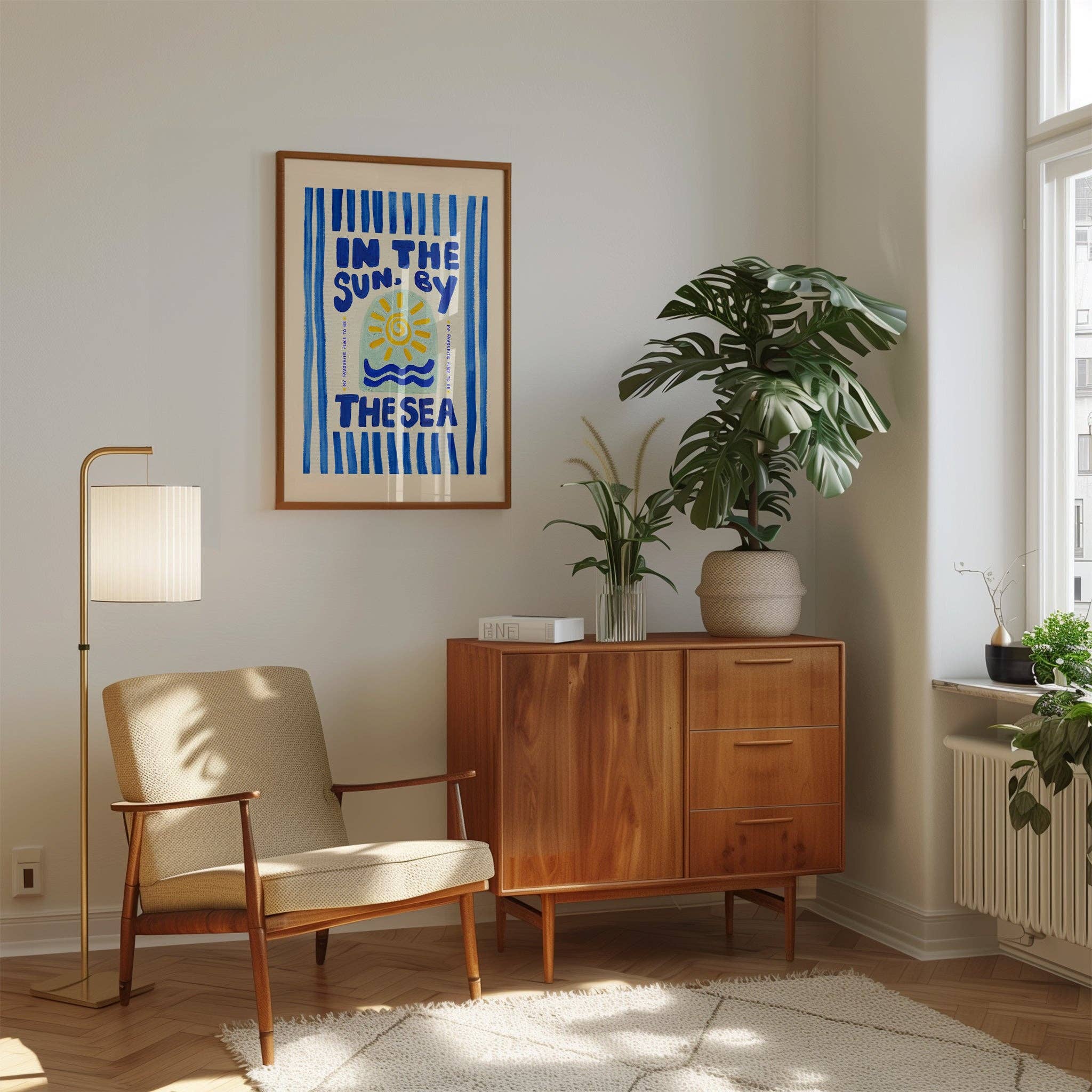 GREEK SUN & SEA STRIPES ART PRINT POSTER BASKI