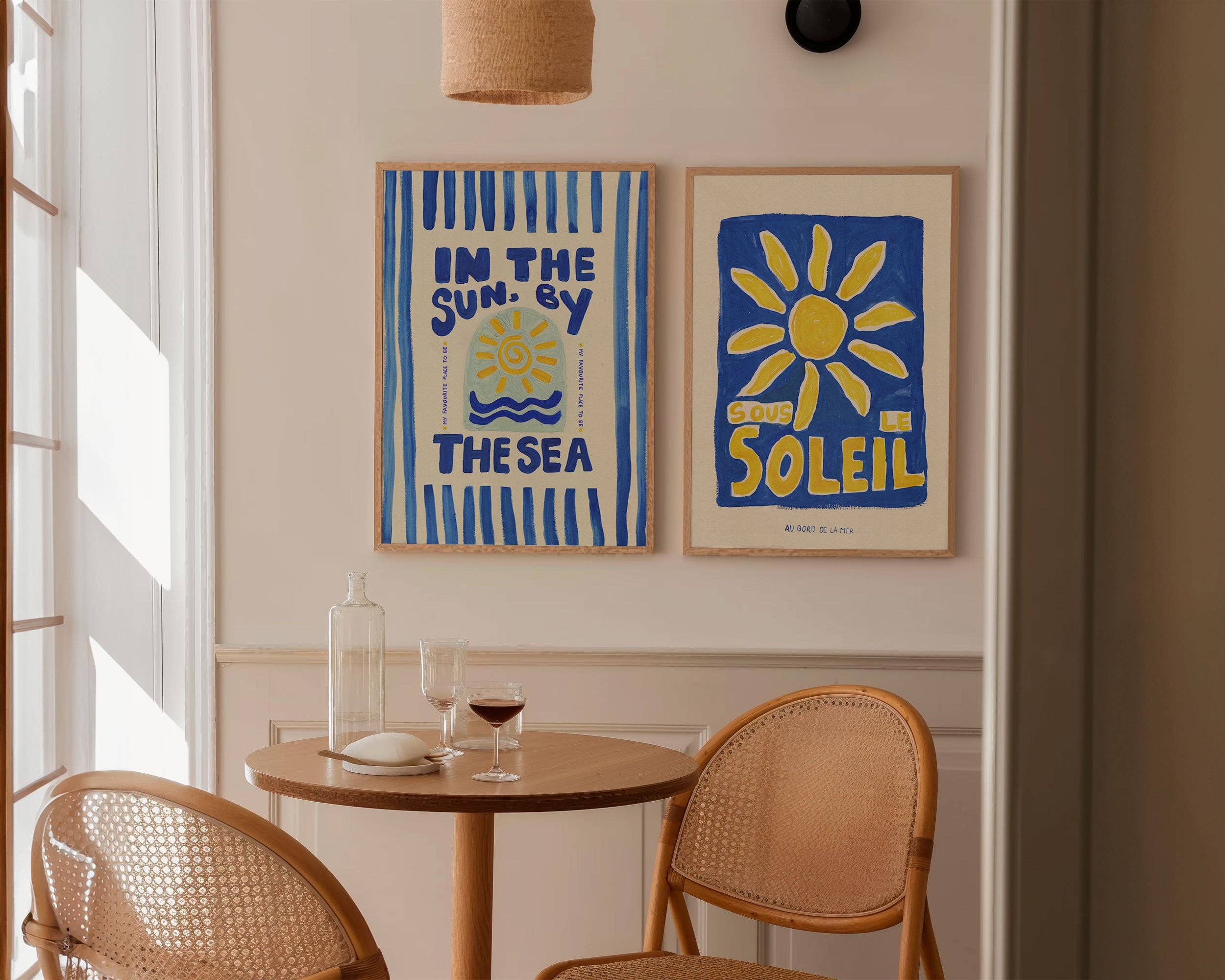 GREEK SUN & SEA STRIPES ART PRINT POSTER BASKI