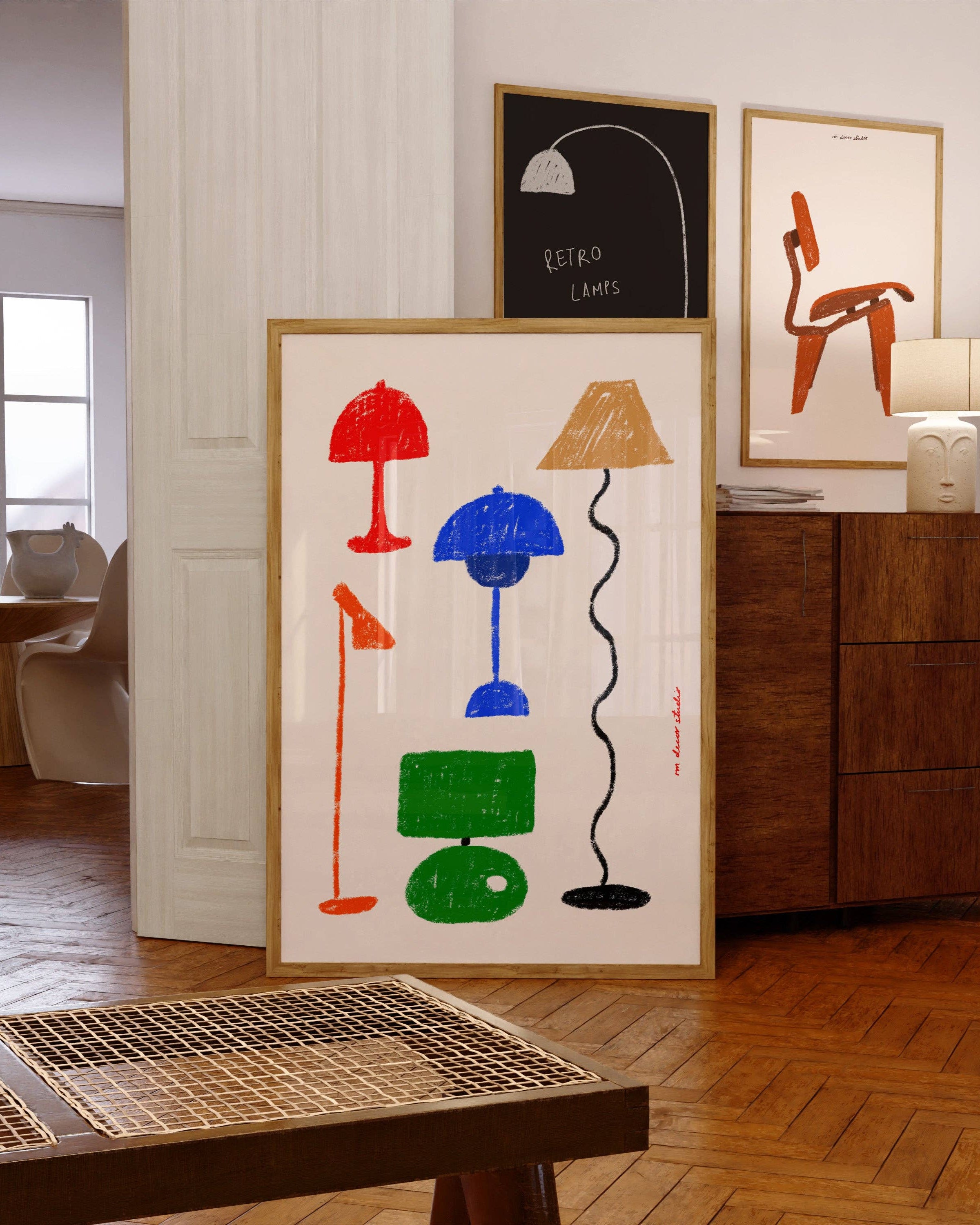 RETRO FURNITURE LAMPS PRINT POSTER BASKI