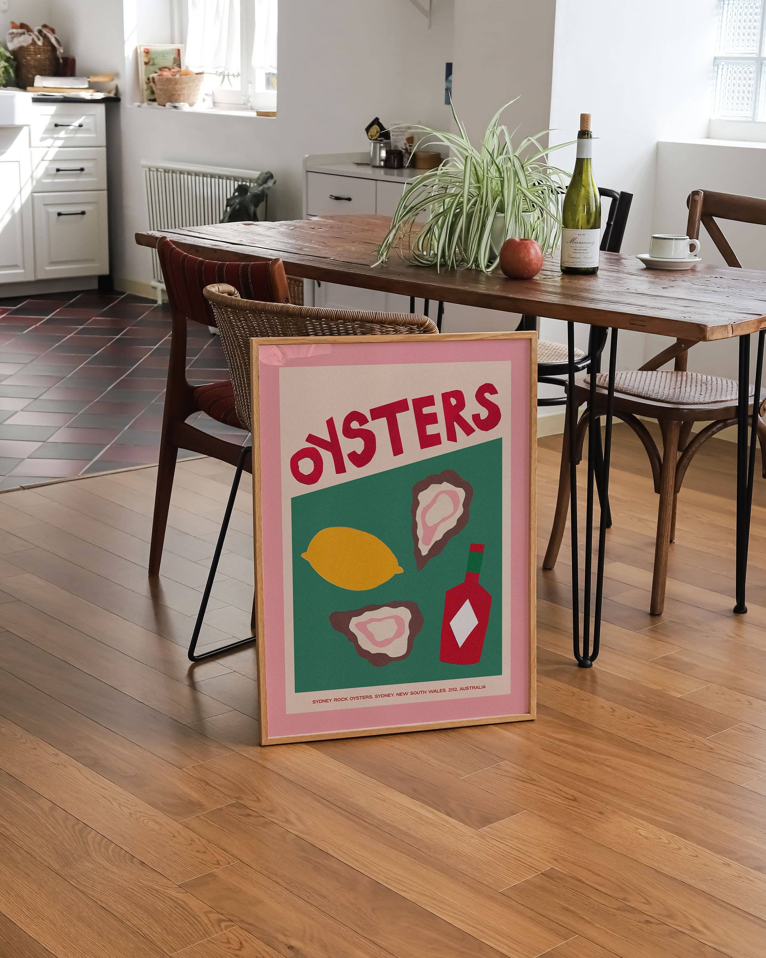 SHELLS & PEARLS: OYSTER COLLAGE POSTER BASKI