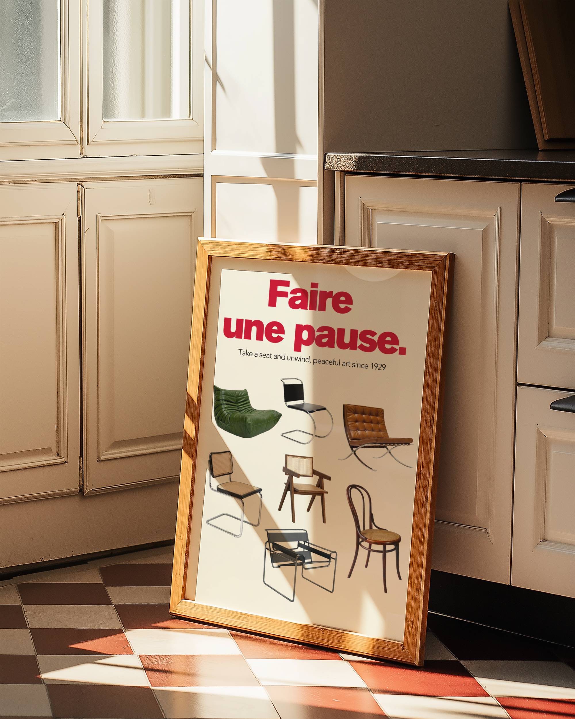FAIRE UNE PAUSE CHAIRS ART PRINT POSTER BASKI