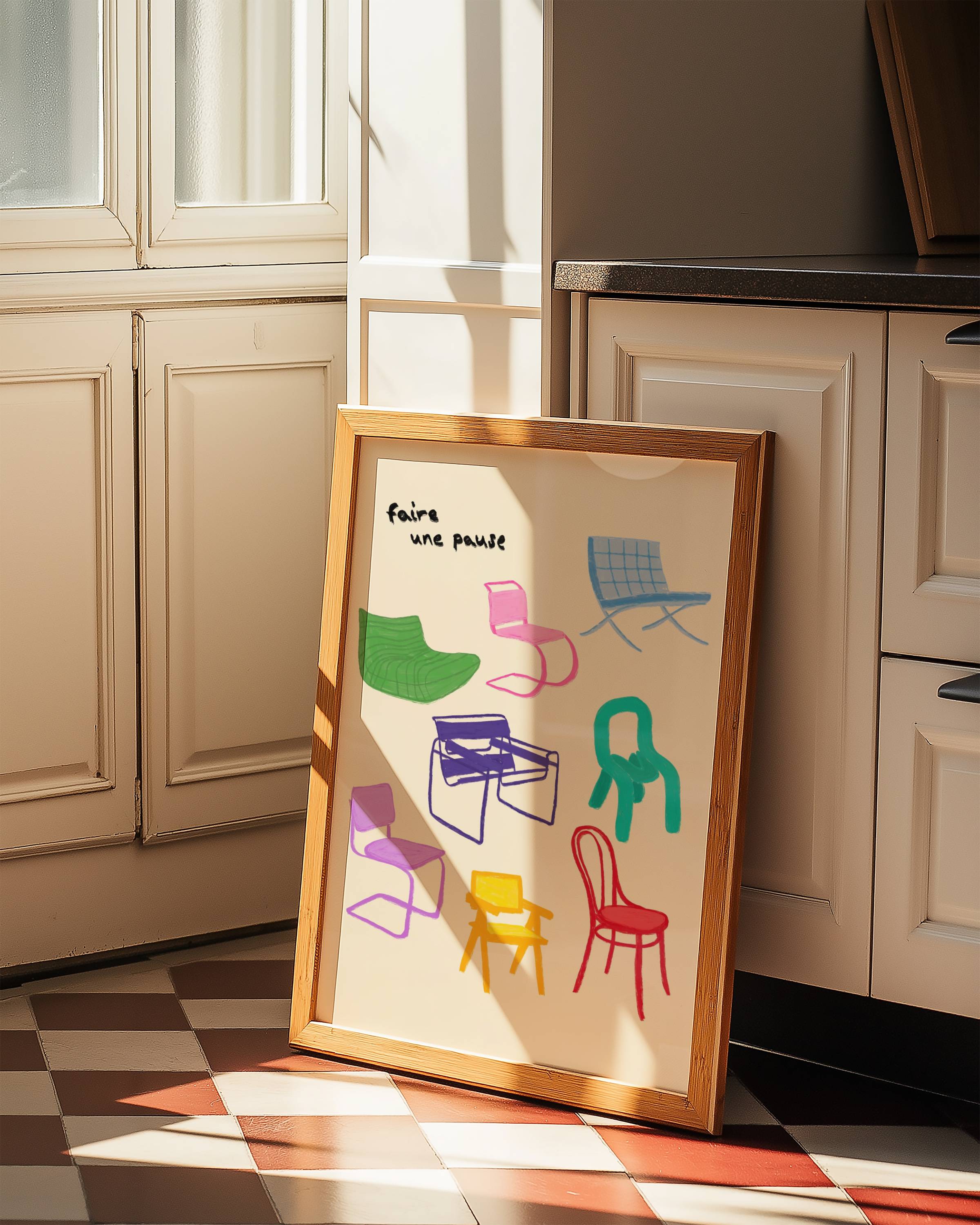 UNE PAUSE CHAIRS ART PRINT POSTER