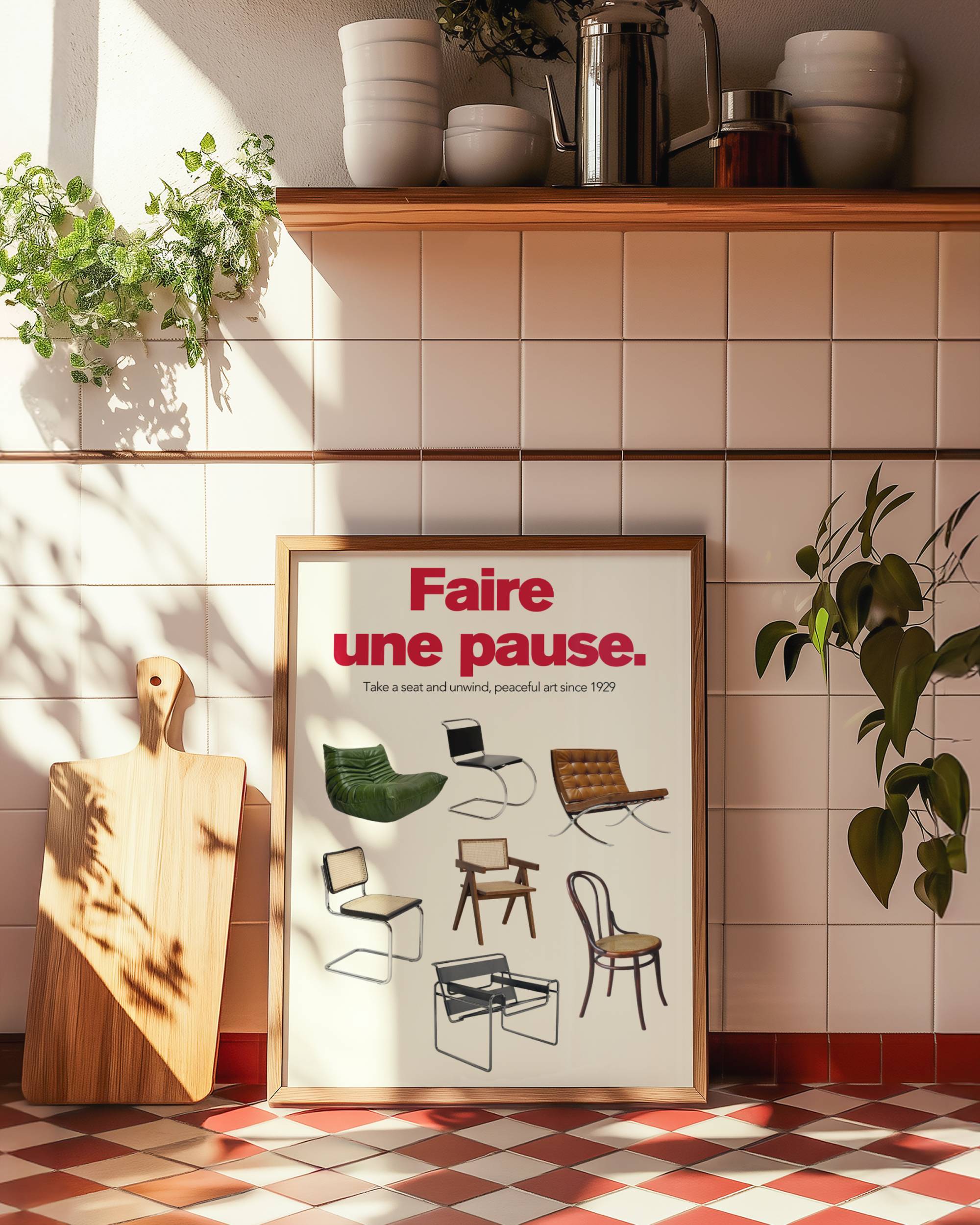 FAIRE UNE PAUSE CHAIRS ART PRINT POSTER BASKI