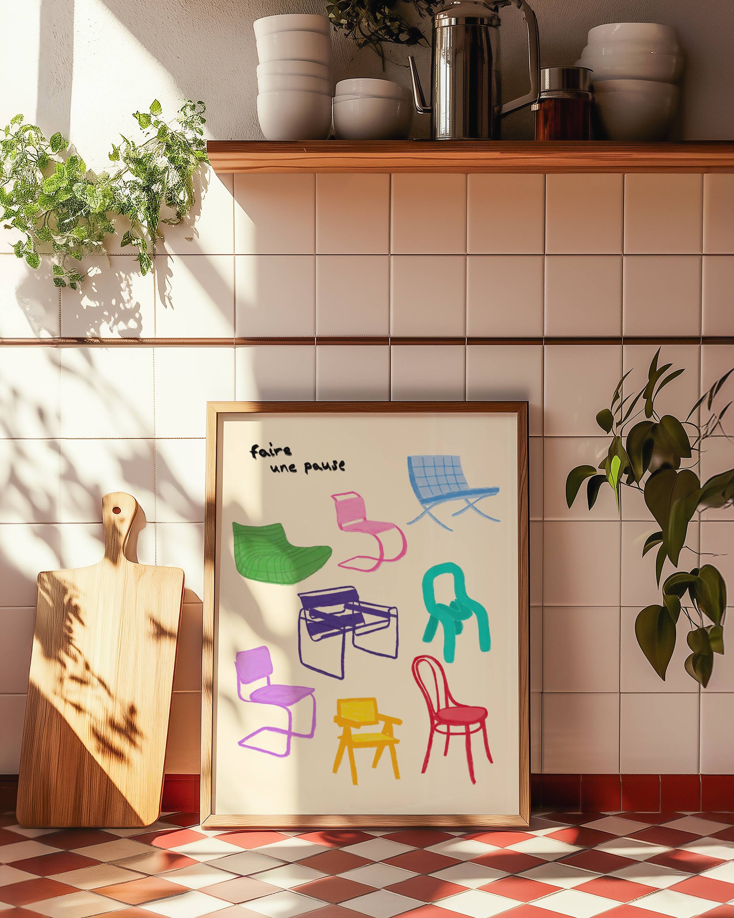 UNE PAUSE CHAIRS ART PRINT POSTER
