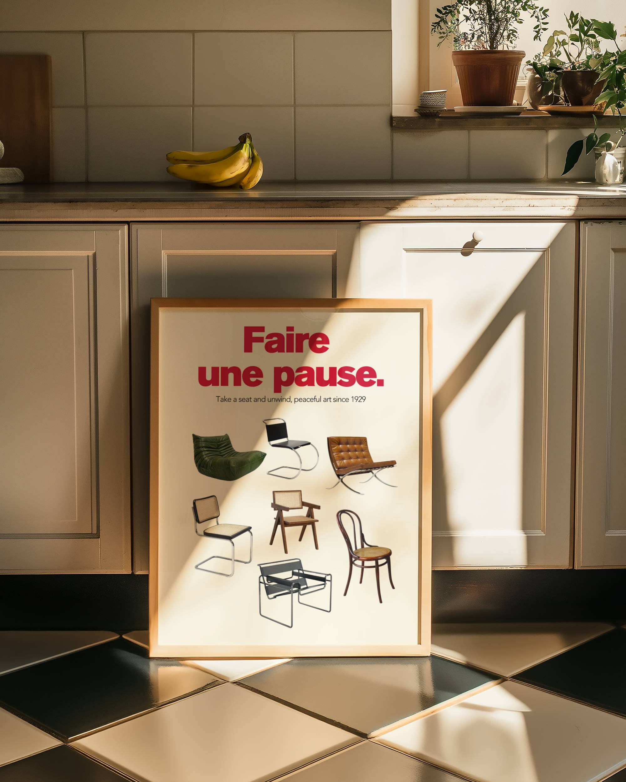 FAIRE UNE PAUSE CHAIRS ART PRINT POSTER BASKI