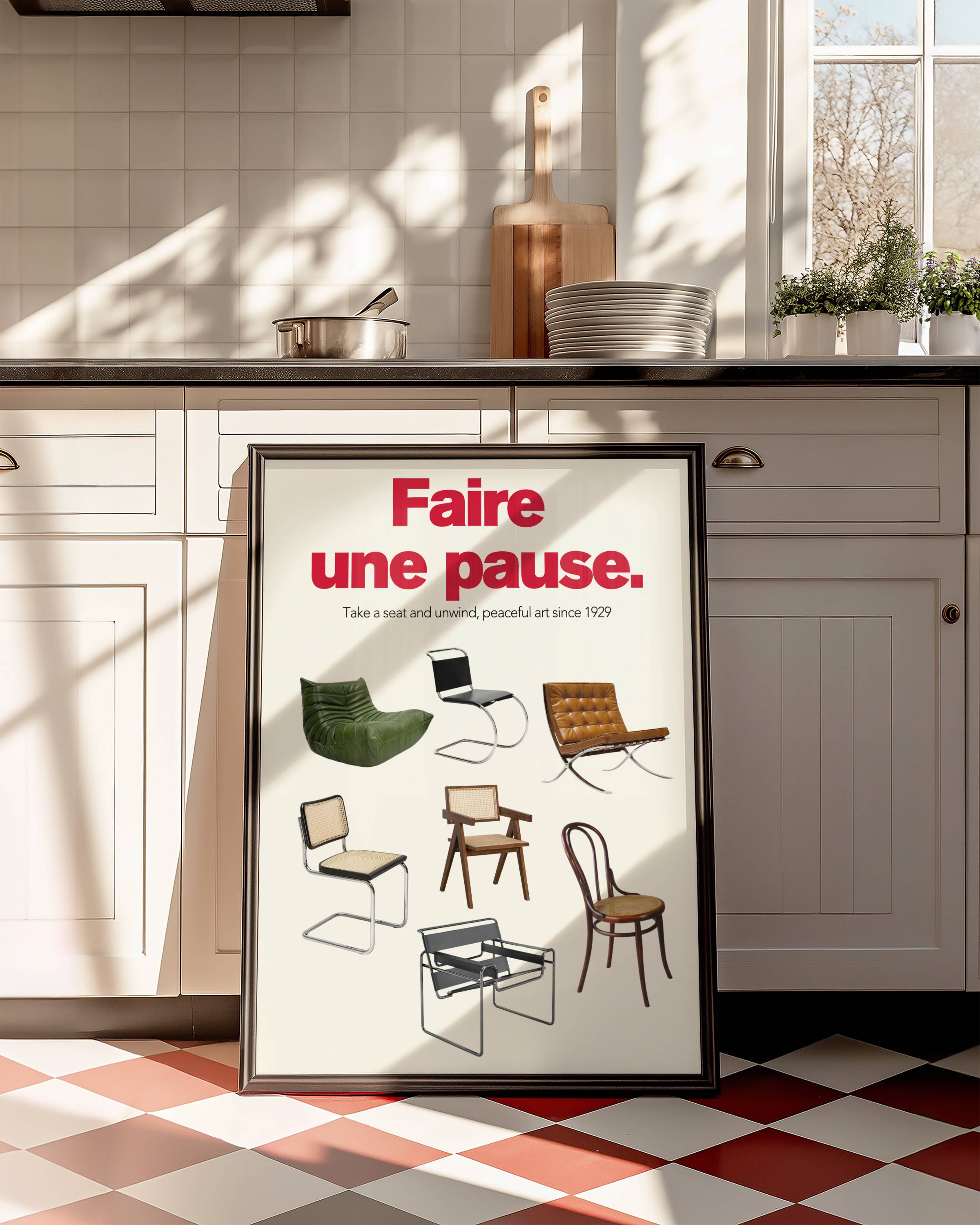 BAUHAUS DESIGNER CHAIRS ART PRINT POSTER BASKI 2'Lİ SET
