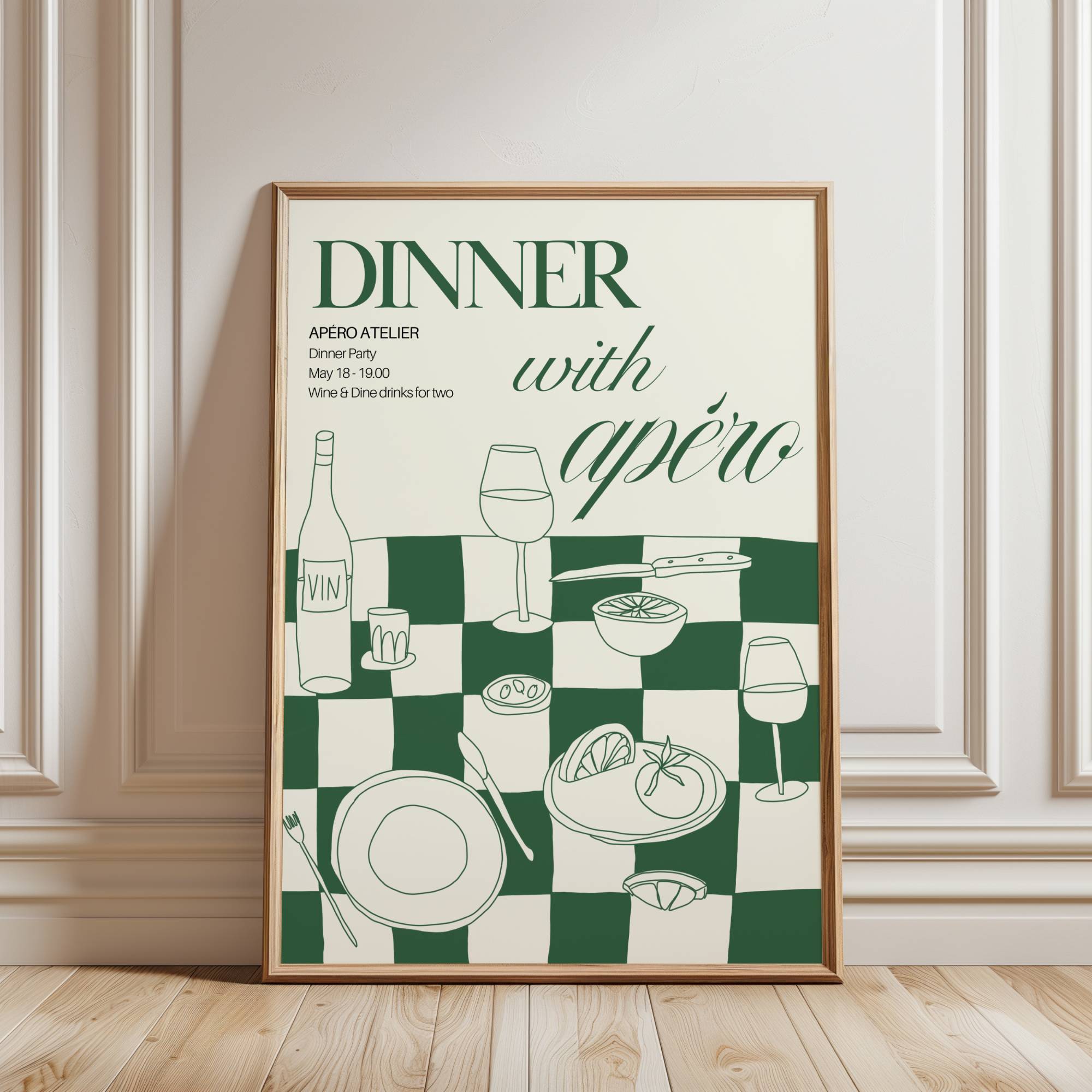 DINNER WITH APÉRO ART PRINT POSTER BASKI