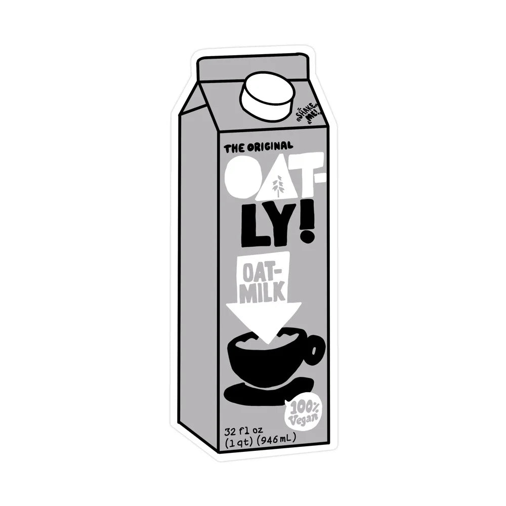 oatly grey glossy die-cut vinyl sticker