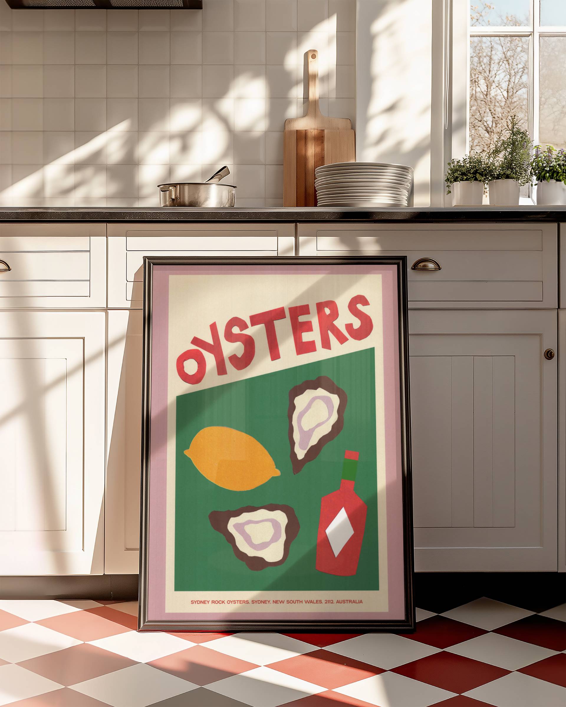 SHELLS & PEARLS: OYSTER COLLAGE POSTER BASKI