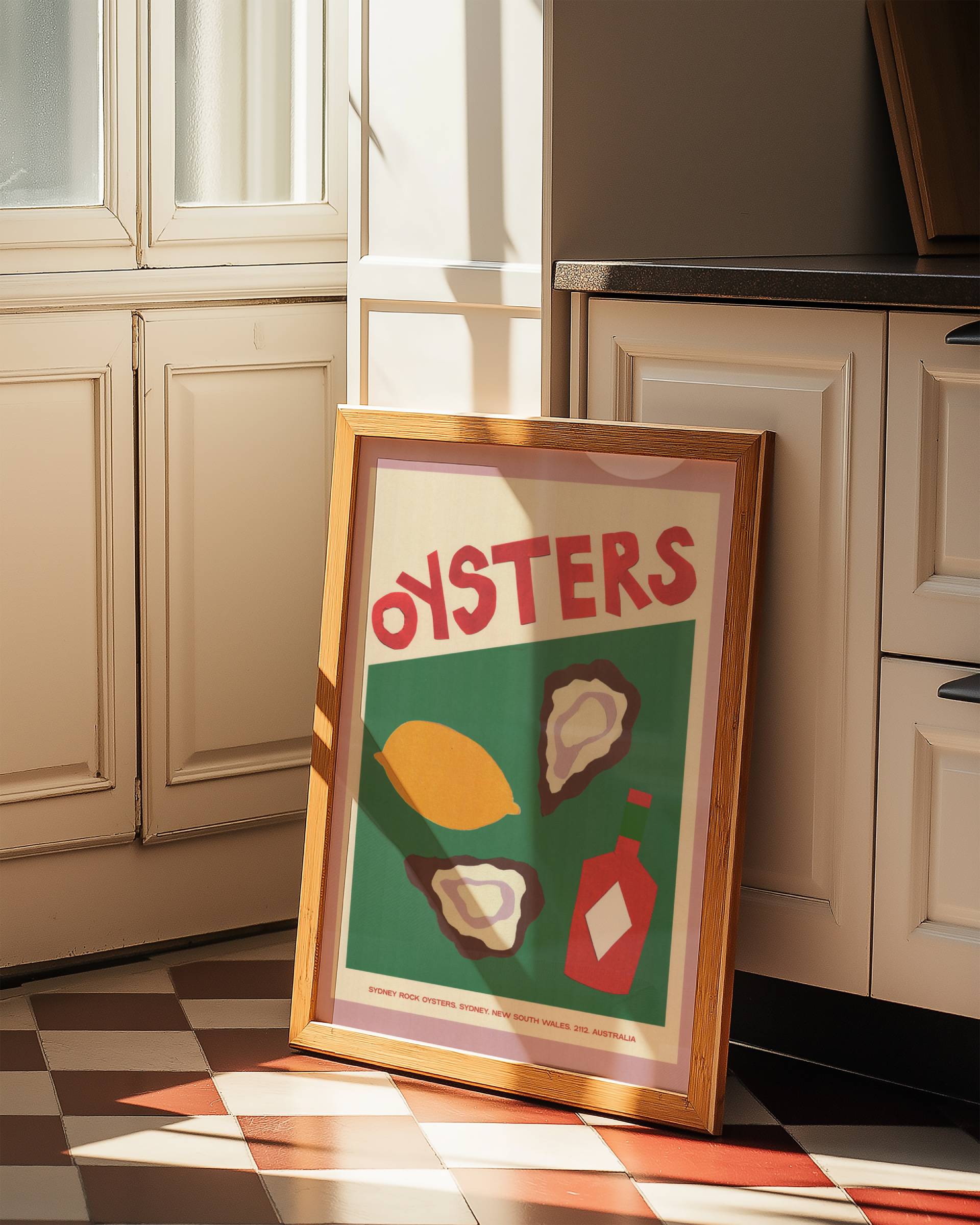 SHELLS & PEARLS: OYSTER COLLAGE POSTER BASKI