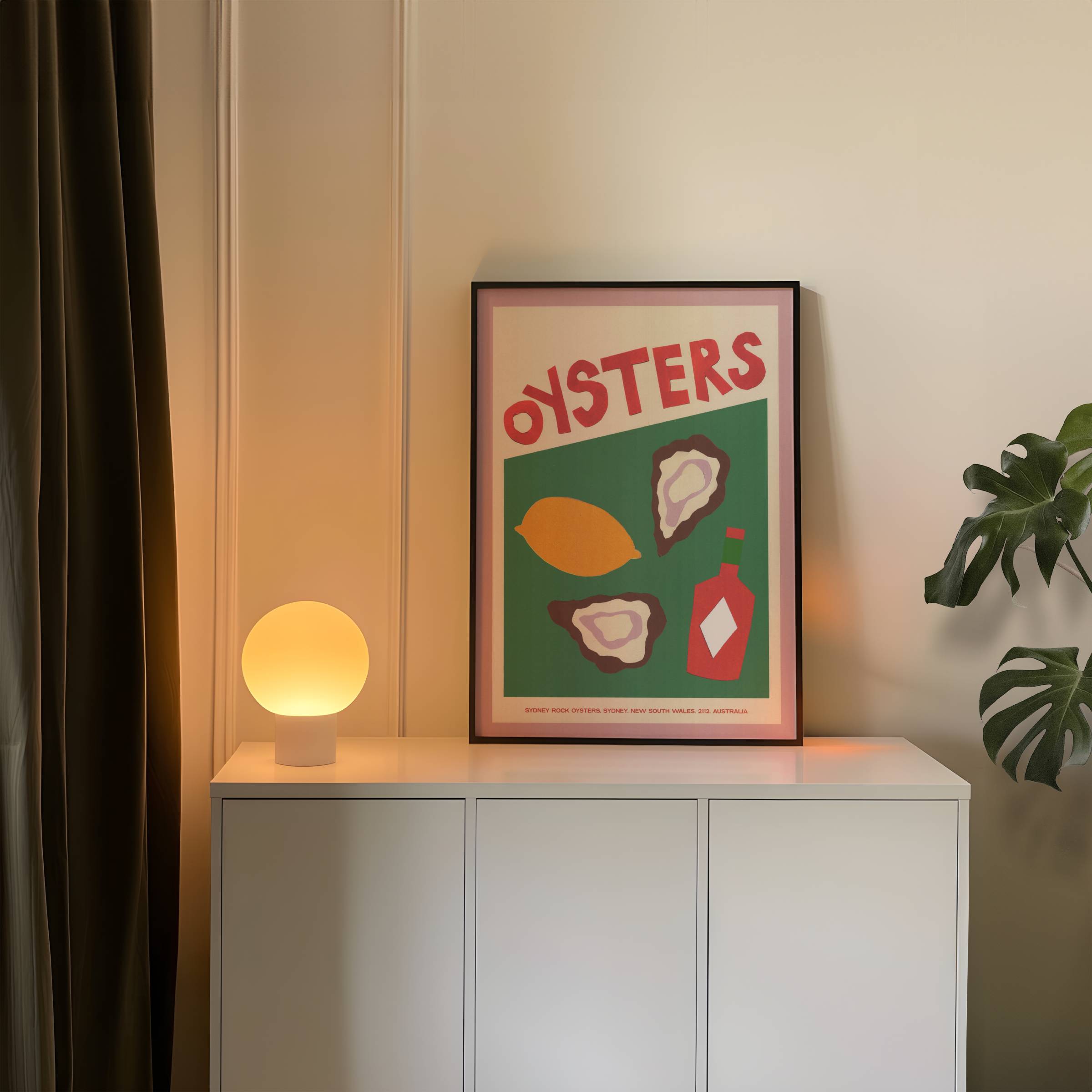 SHELLS & PEARLS: OYSTER COLLAGE POSTER BASKI
