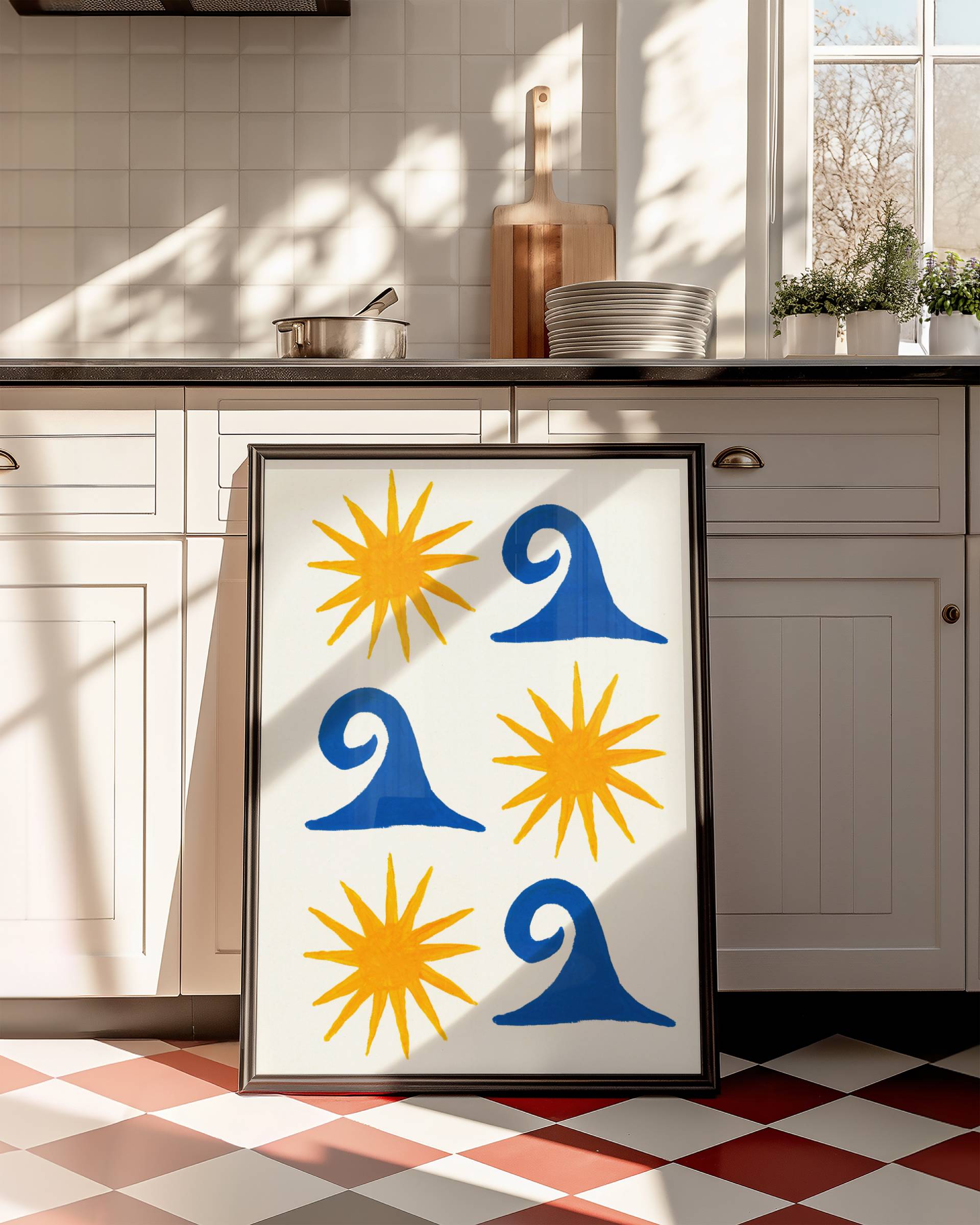 SUN AND SEA WAVES ART PRINT POSTER