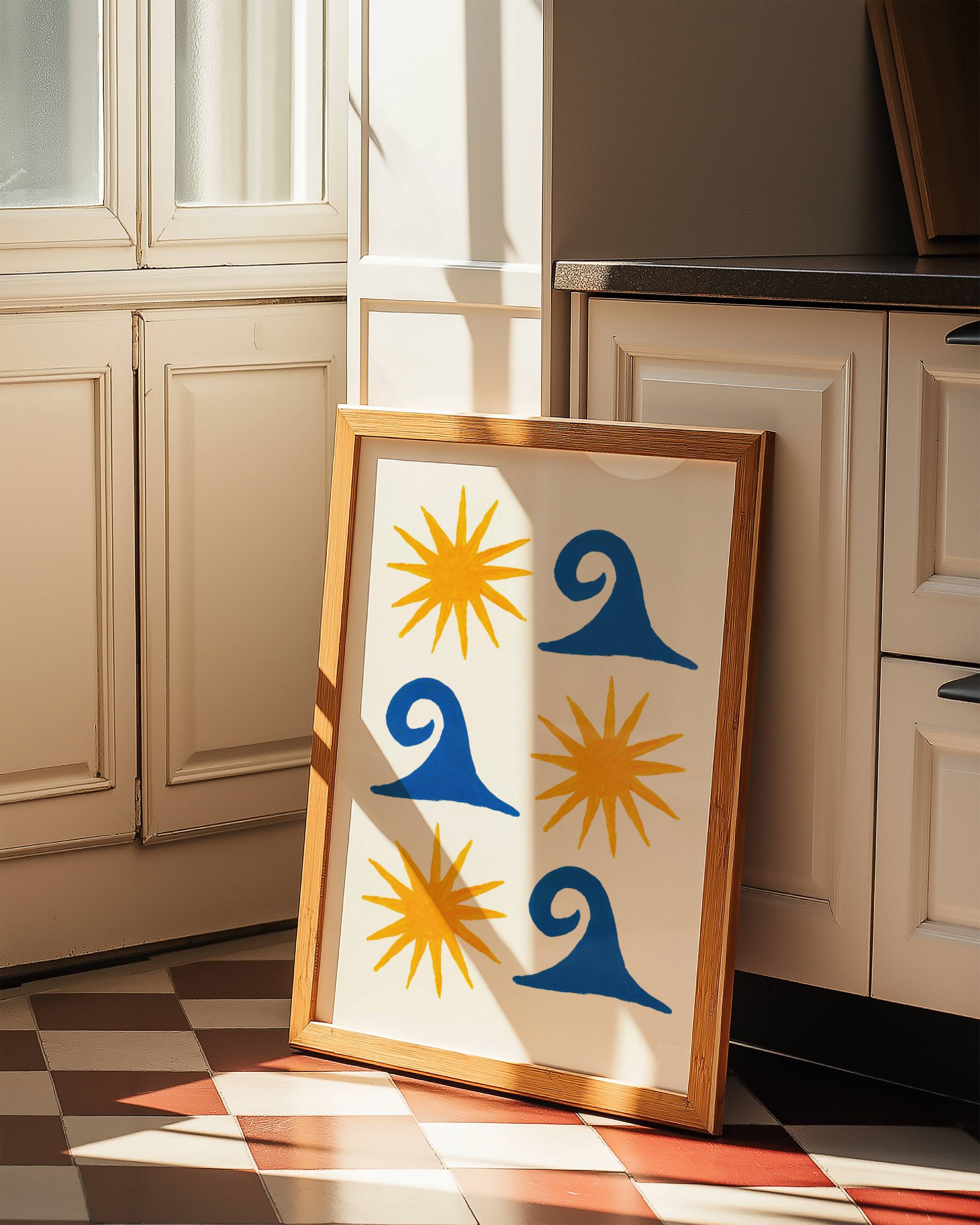 SUN AND SEA WAVES ART PRINT POSTER