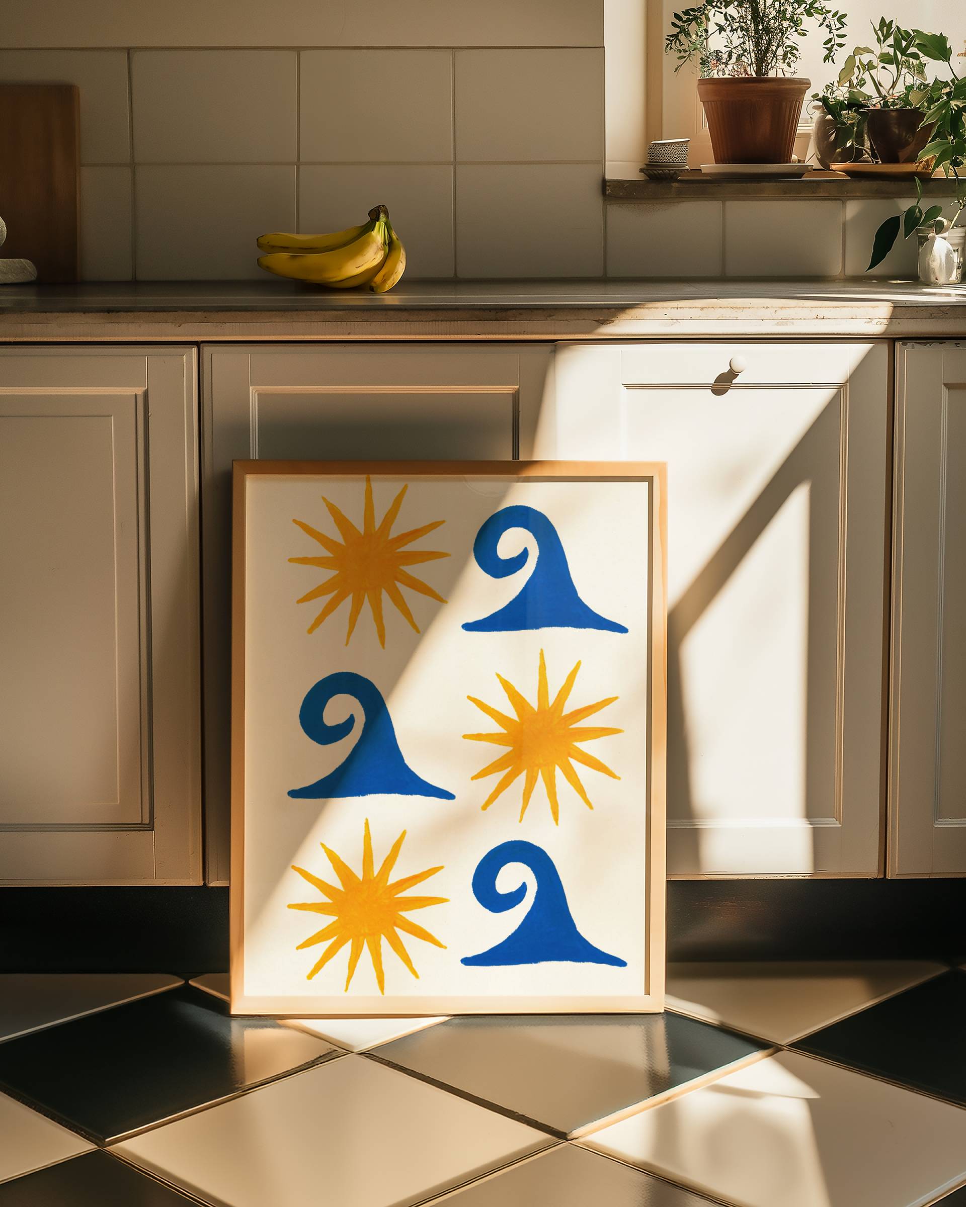 SUN AND SEA WAVES ART PRINT POSTER