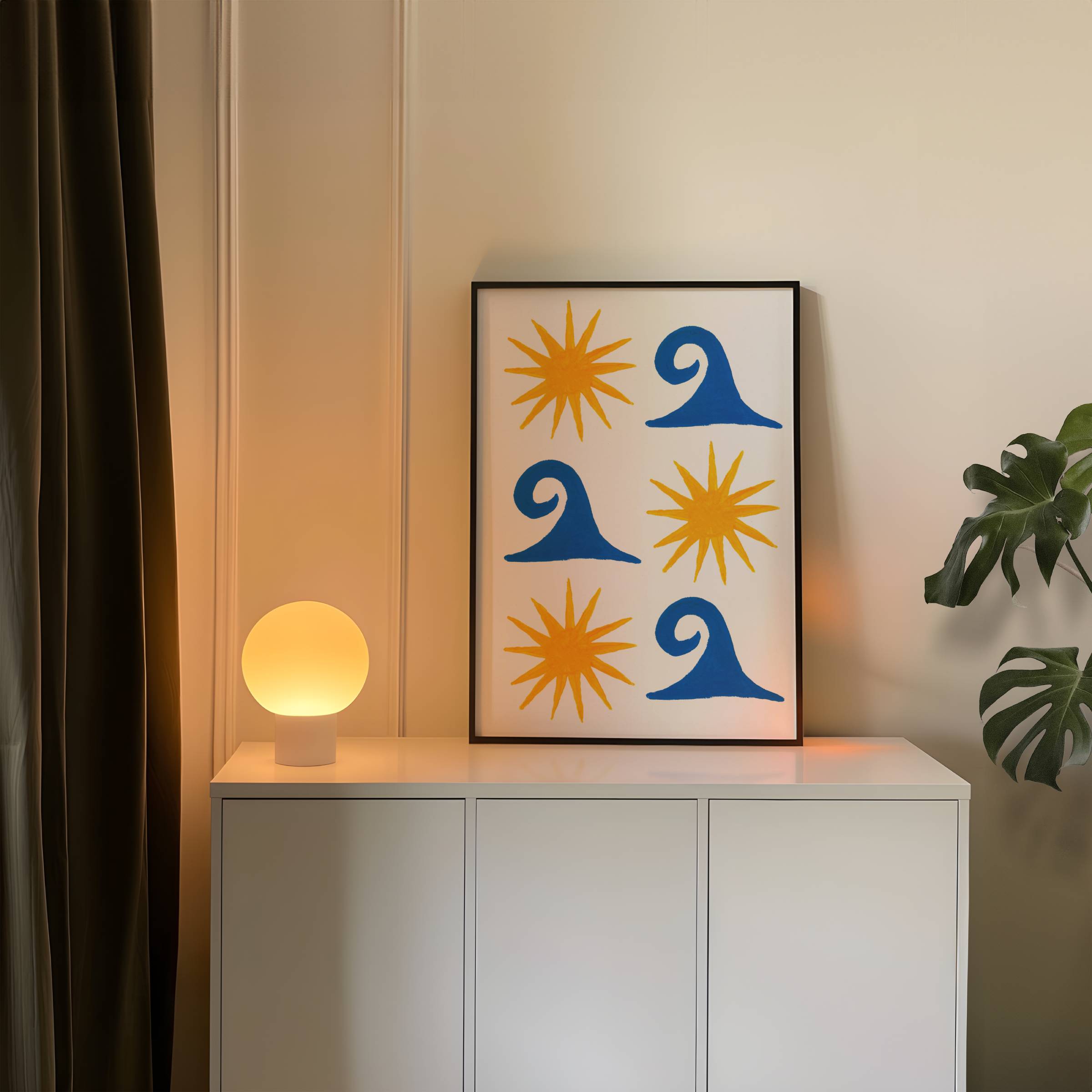 SUN AND SEA WAVES ART PRINT POSTER