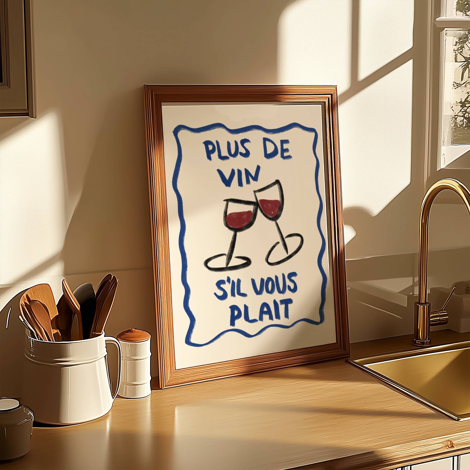 PLUS DE VIN S'IL VOUS PLAÎT ART PRINT POSTER BASKI