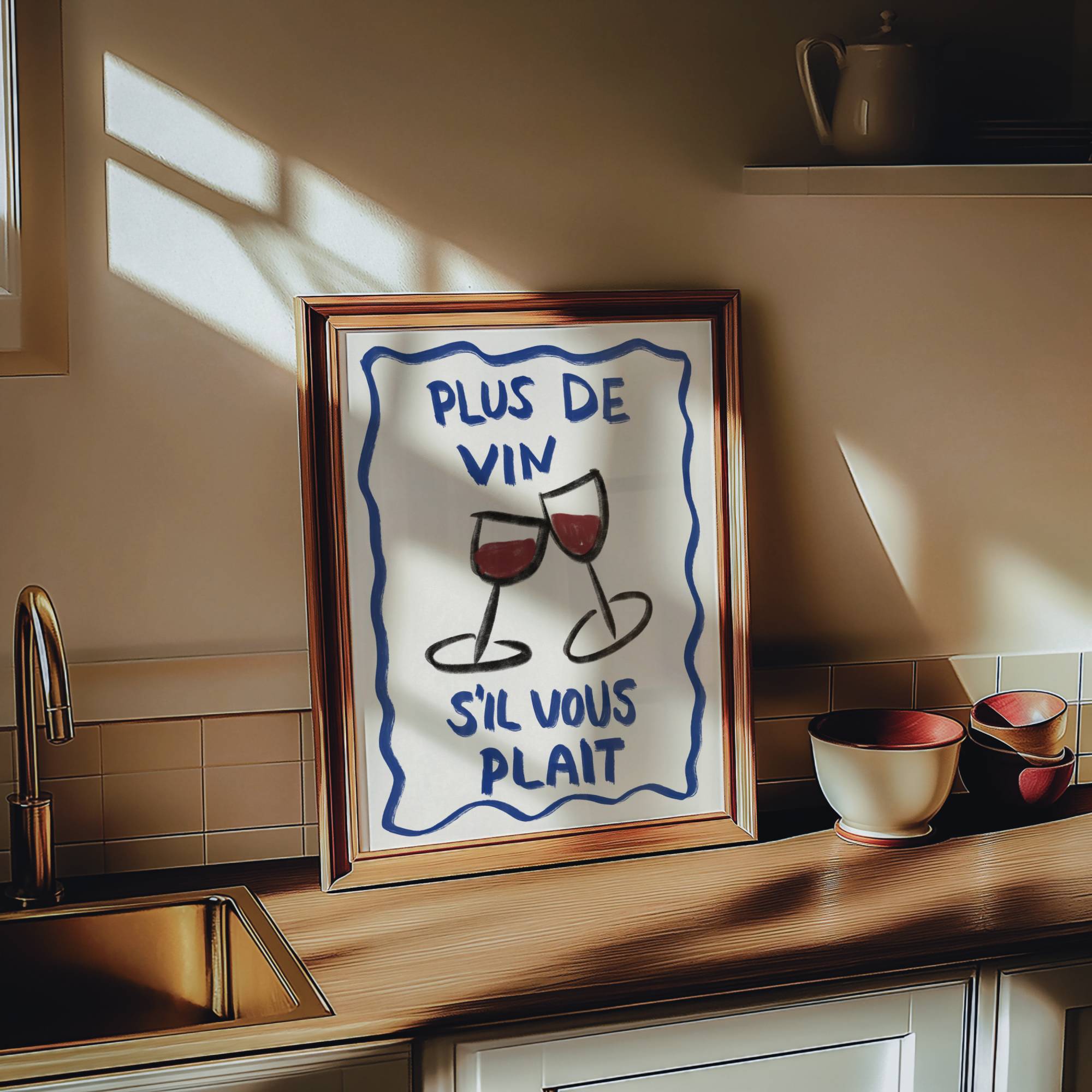 PLUS DE VIN S'IL VOUS PLAÎT ART PRINT POSTER BASKI