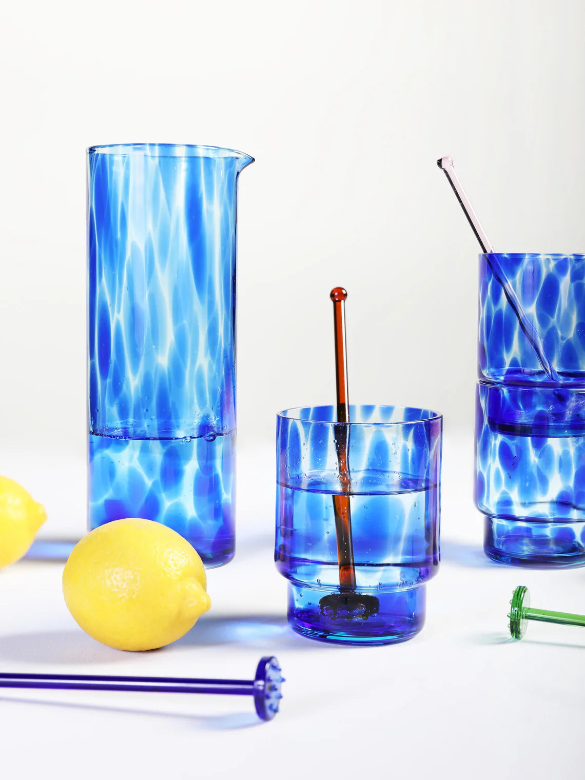 BLUE TORTOISE GLASSES - SET OF 4