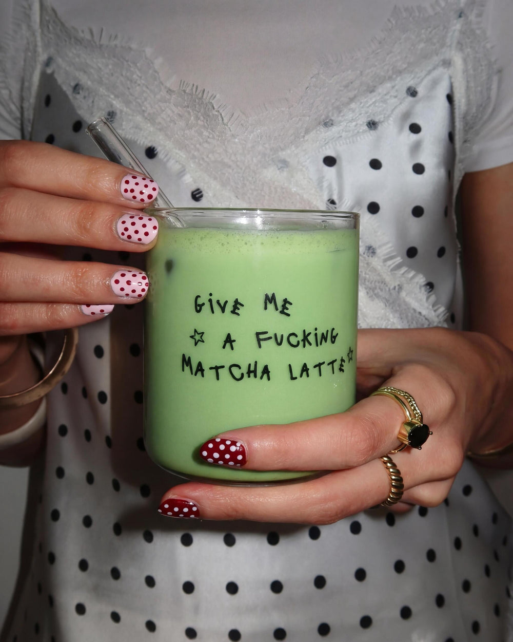 GIVE ME A FUCKING MATCHA LATTE GLASS