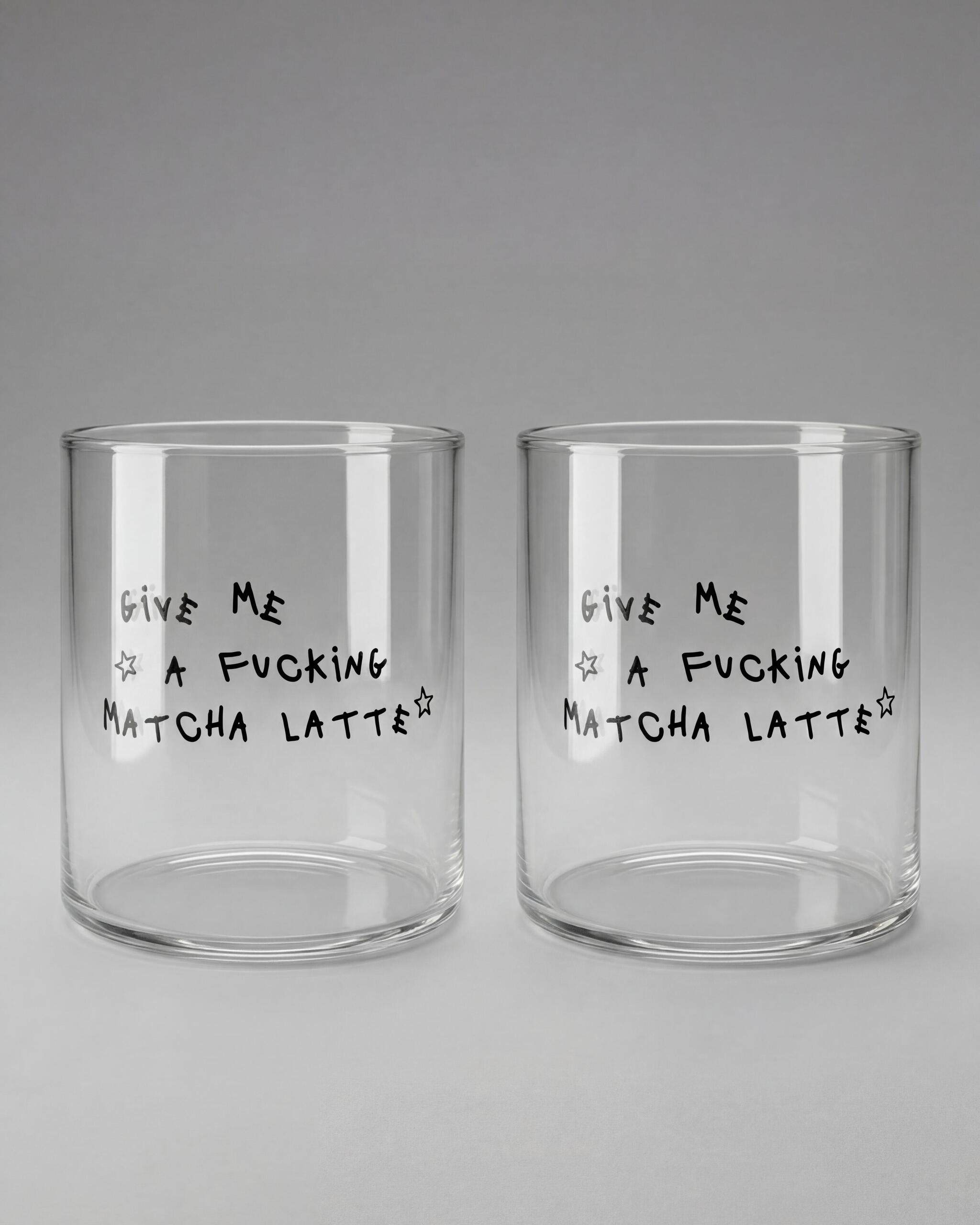 Give Me a Matcha Latte Glass Set of 2