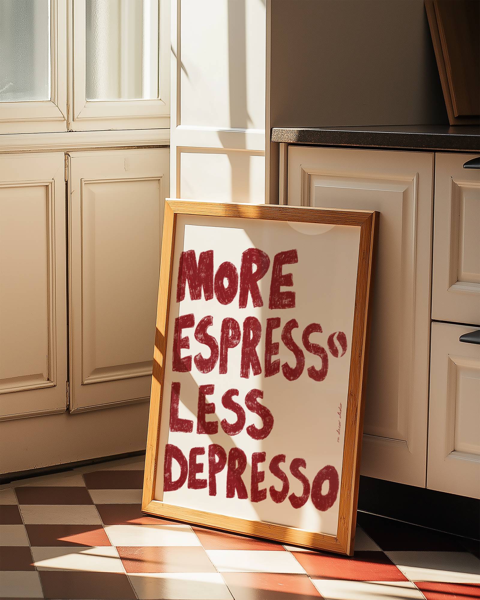 MORE ESPRESSO LESS DEPRESSO ART PRINT POSTER BASKI