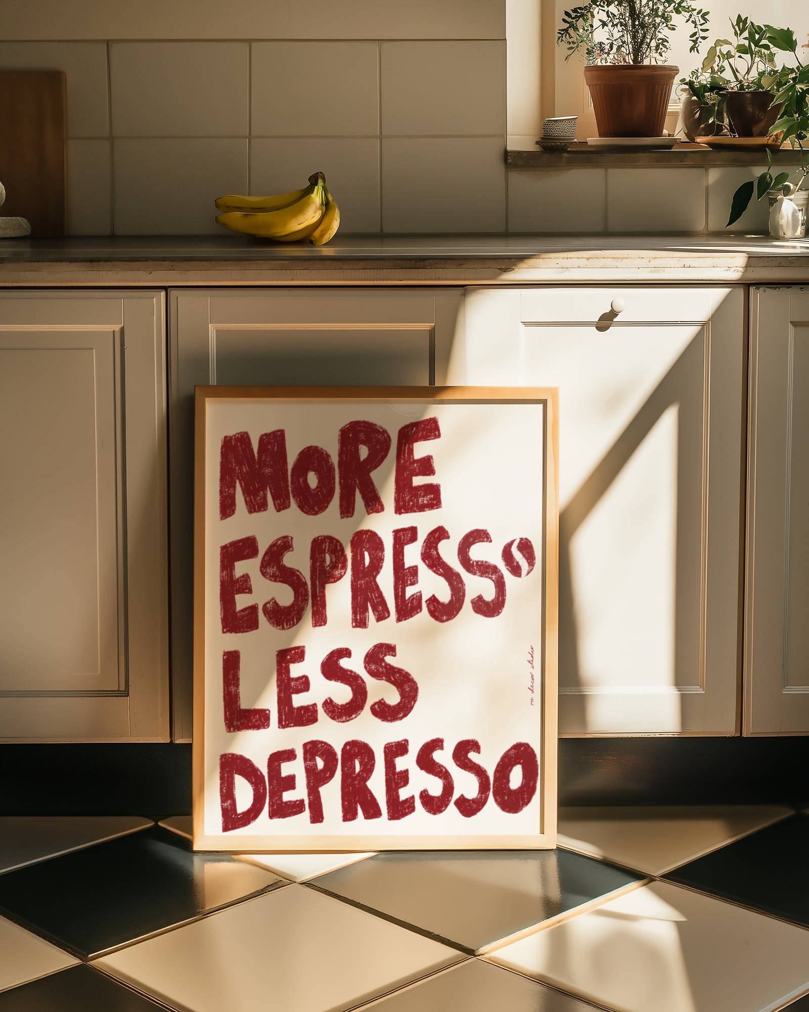 MORE ESPRESSO LESS DEPRESSO ART PRINT POSTER BASKI