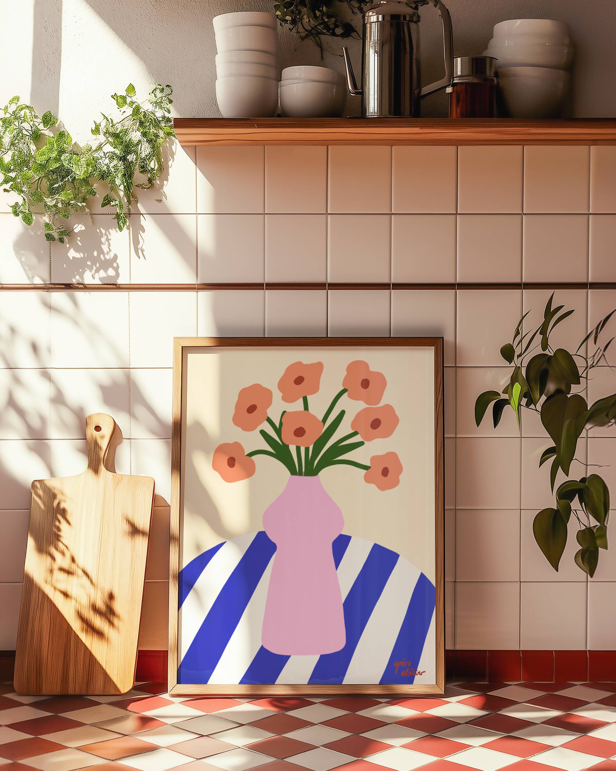 FLOWER VASE PRINT POSTER BASKI