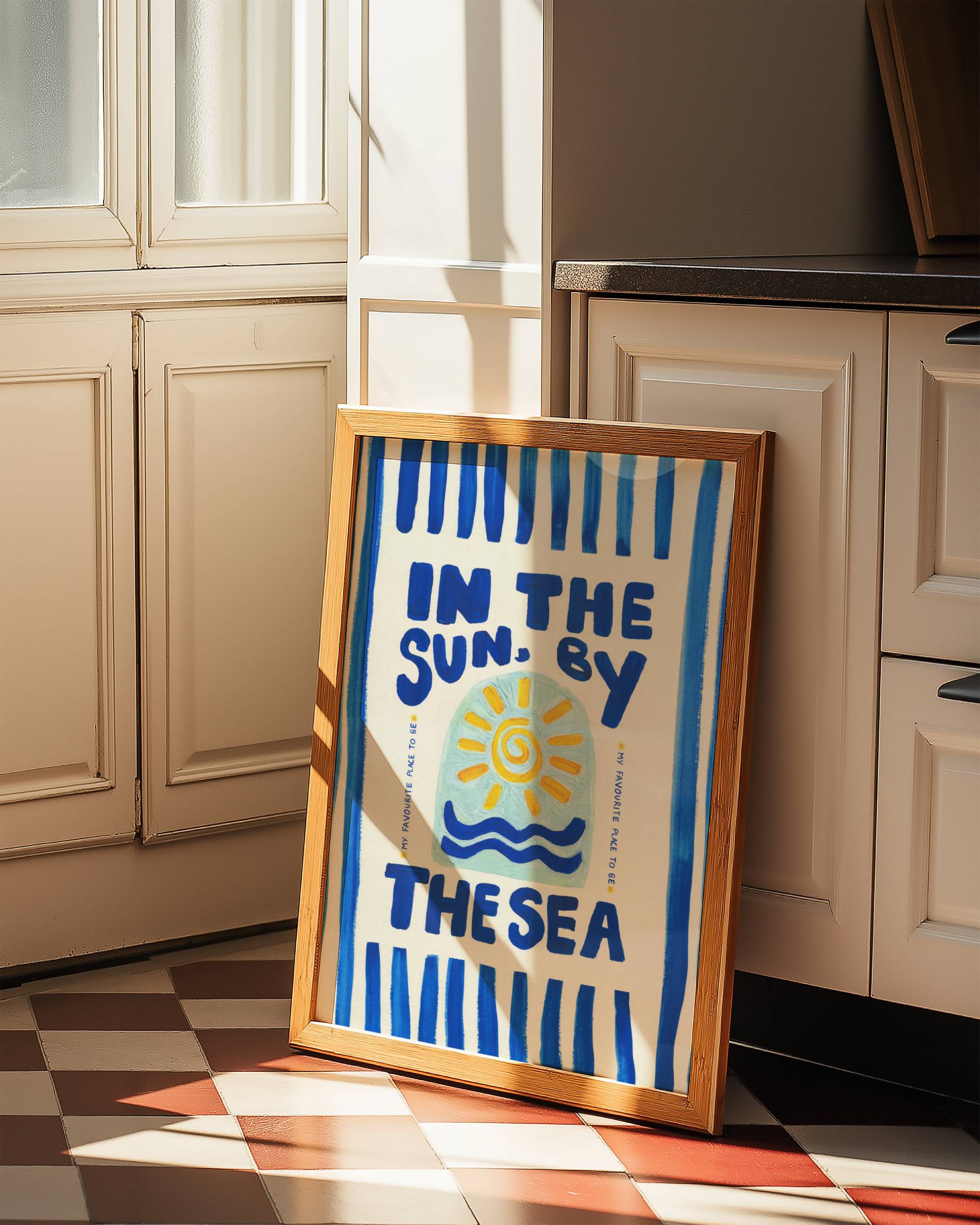 GREEK SUN & SEA STRIPES ART PRINT POSTER BASKI