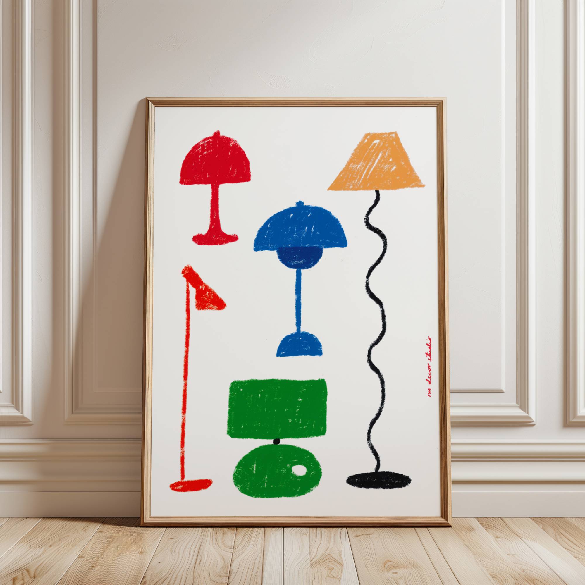 RETRO FURNITURE LAMPS PRINT POSTER BASKI