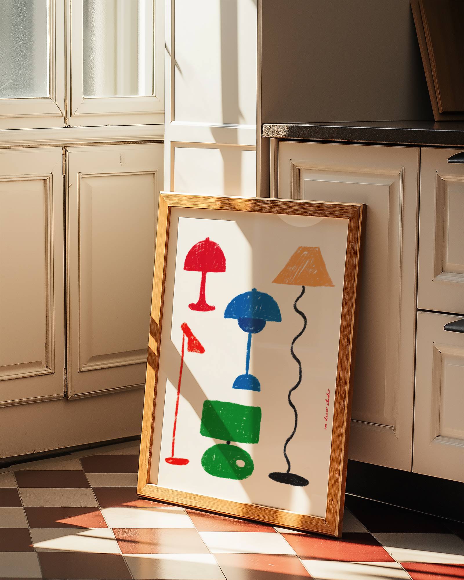 RETRO FURNITURE LAMPS PRINT POSTER BASKI