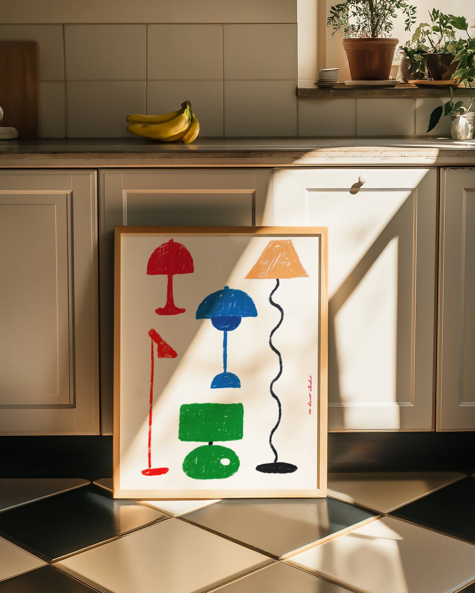 RETRO FURNITURE LAMPS PRINT POSTER BASKI