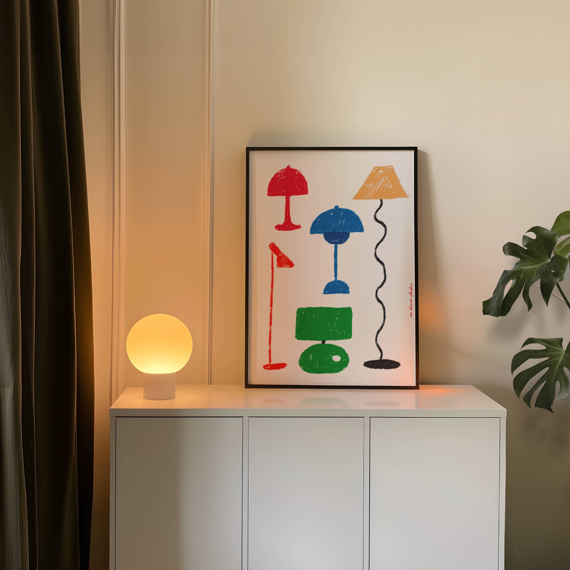 RETRO FURNITURE LAMPS PRINT POSTER BASKI