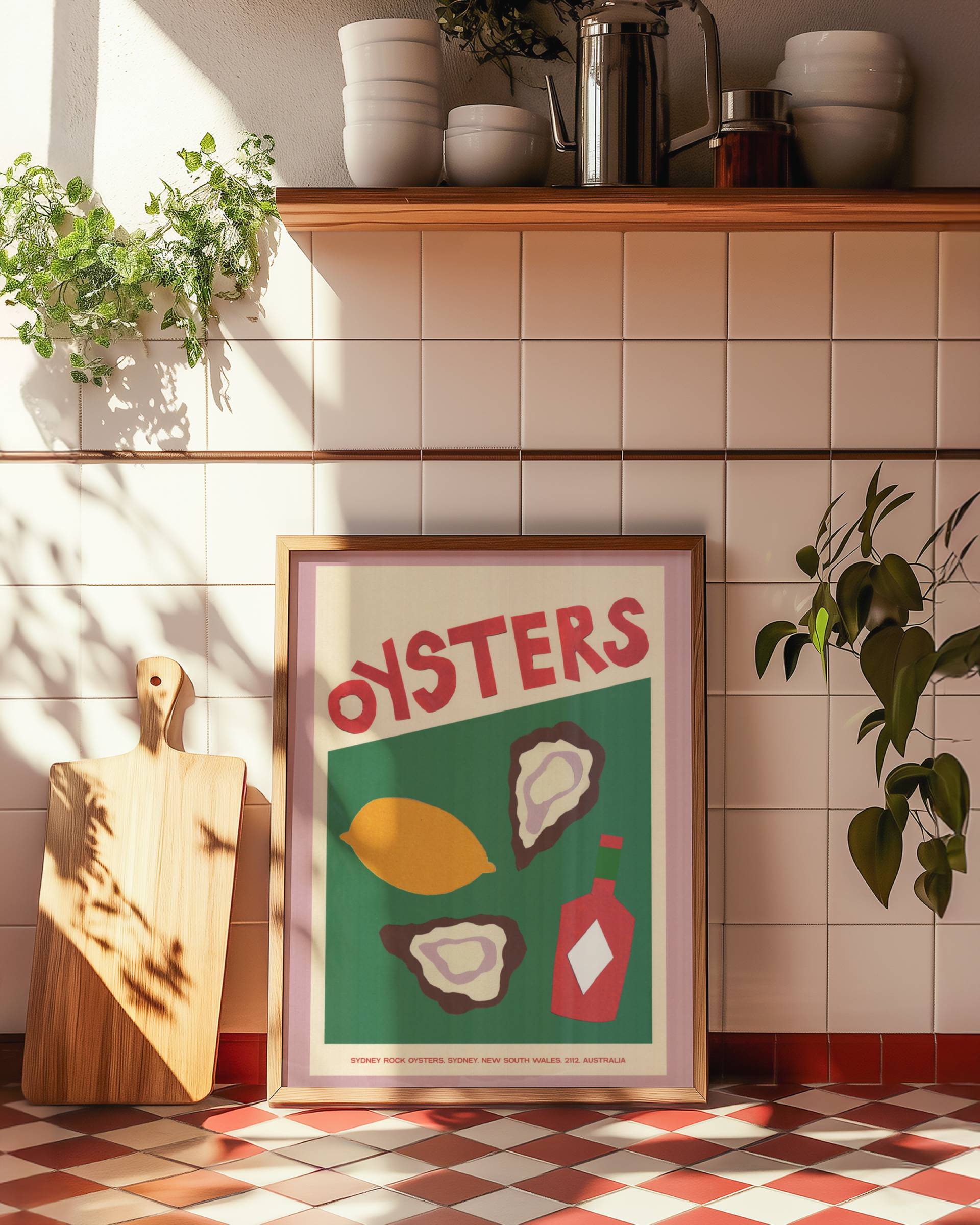 SHELLS & PEARLS: OYSTER COLLAGE POSTER BASKI
