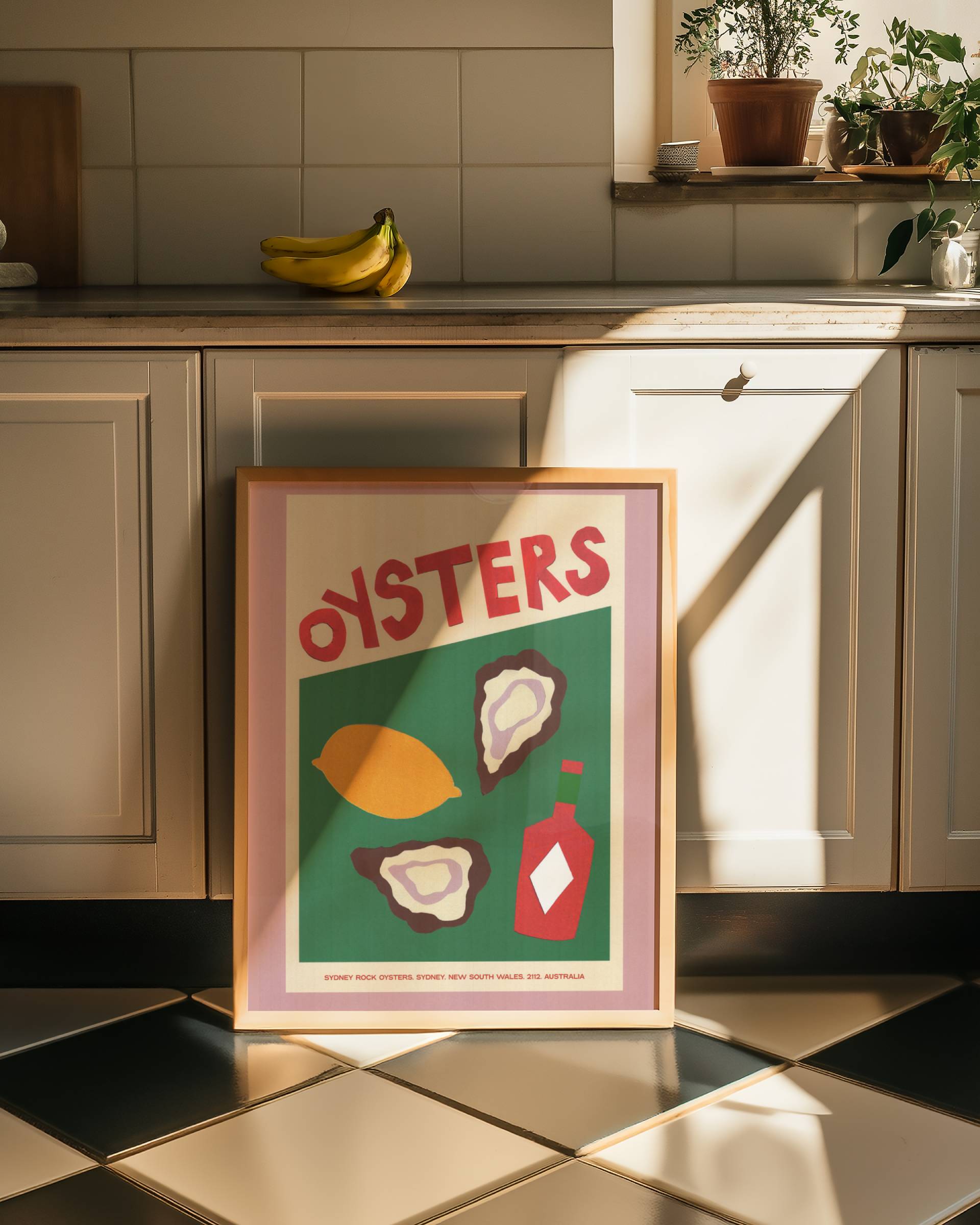 SHELLS & PEARLS: OYSTER COLLAGE POSTER BASKI