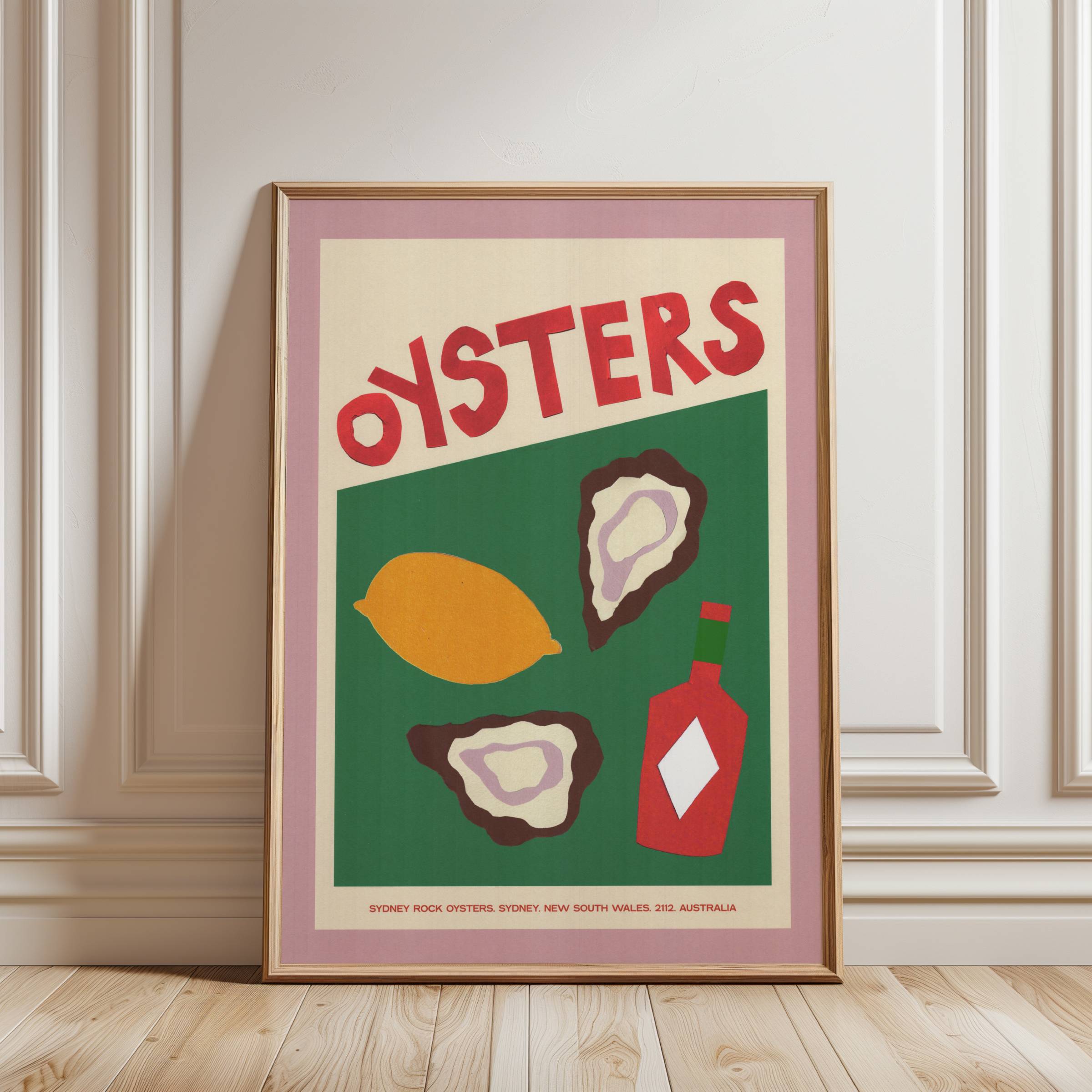 SHELLS & PEARLS: OYSTER COLLAGE POSTER BASKI