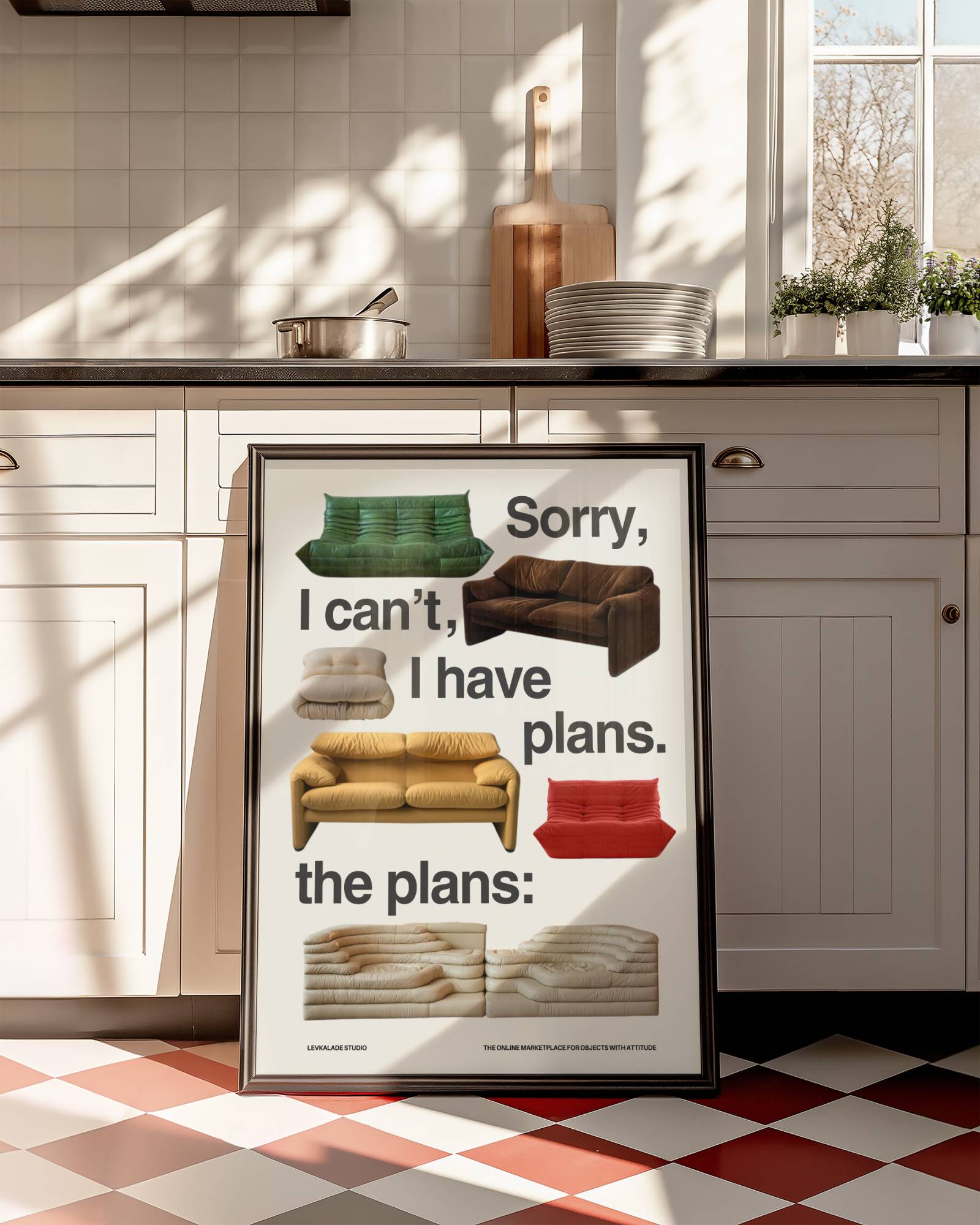 DESIGNER CULT SOFAS PRINT POSTER BASKI