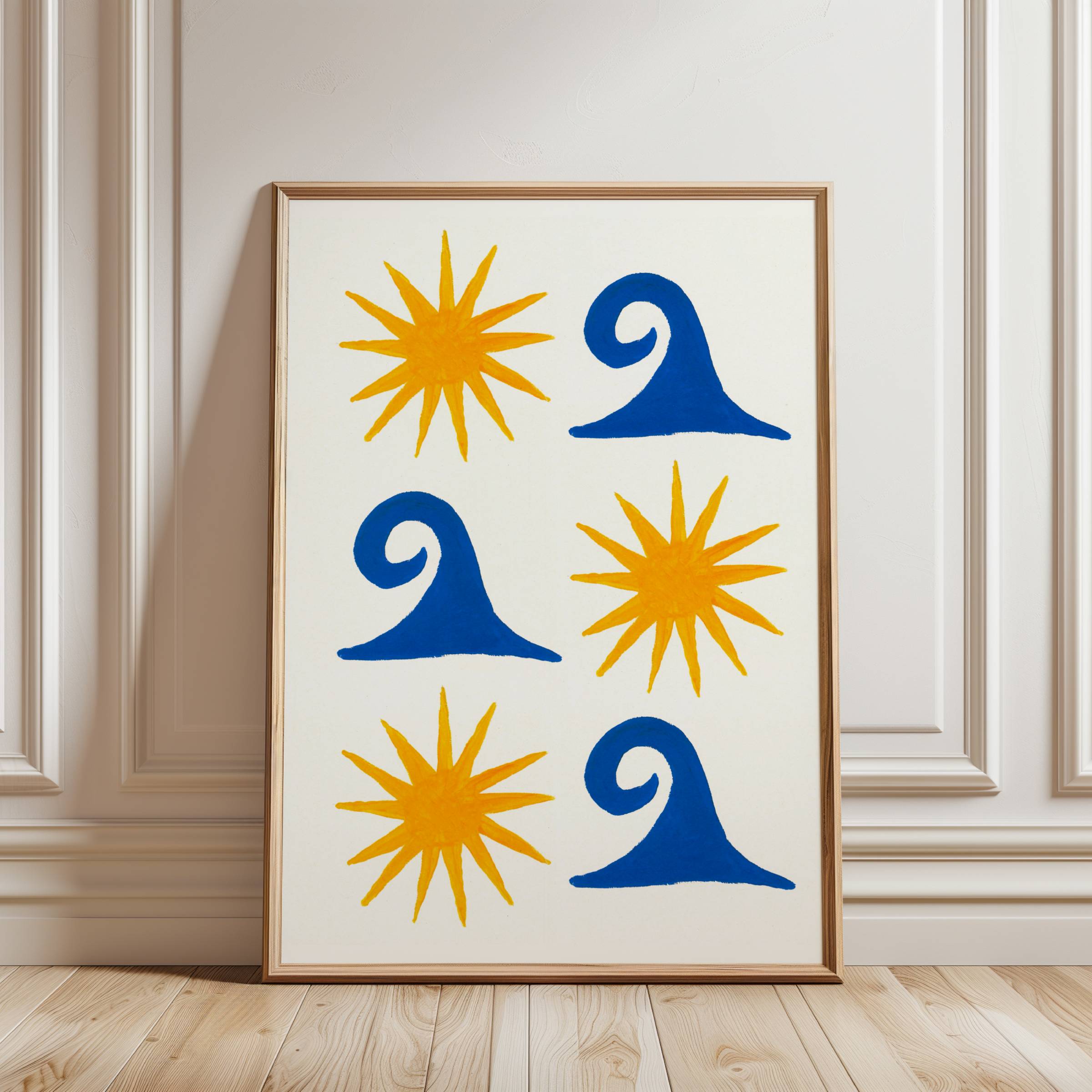 SUN AND SEA WAVES ART PRINT POSTER