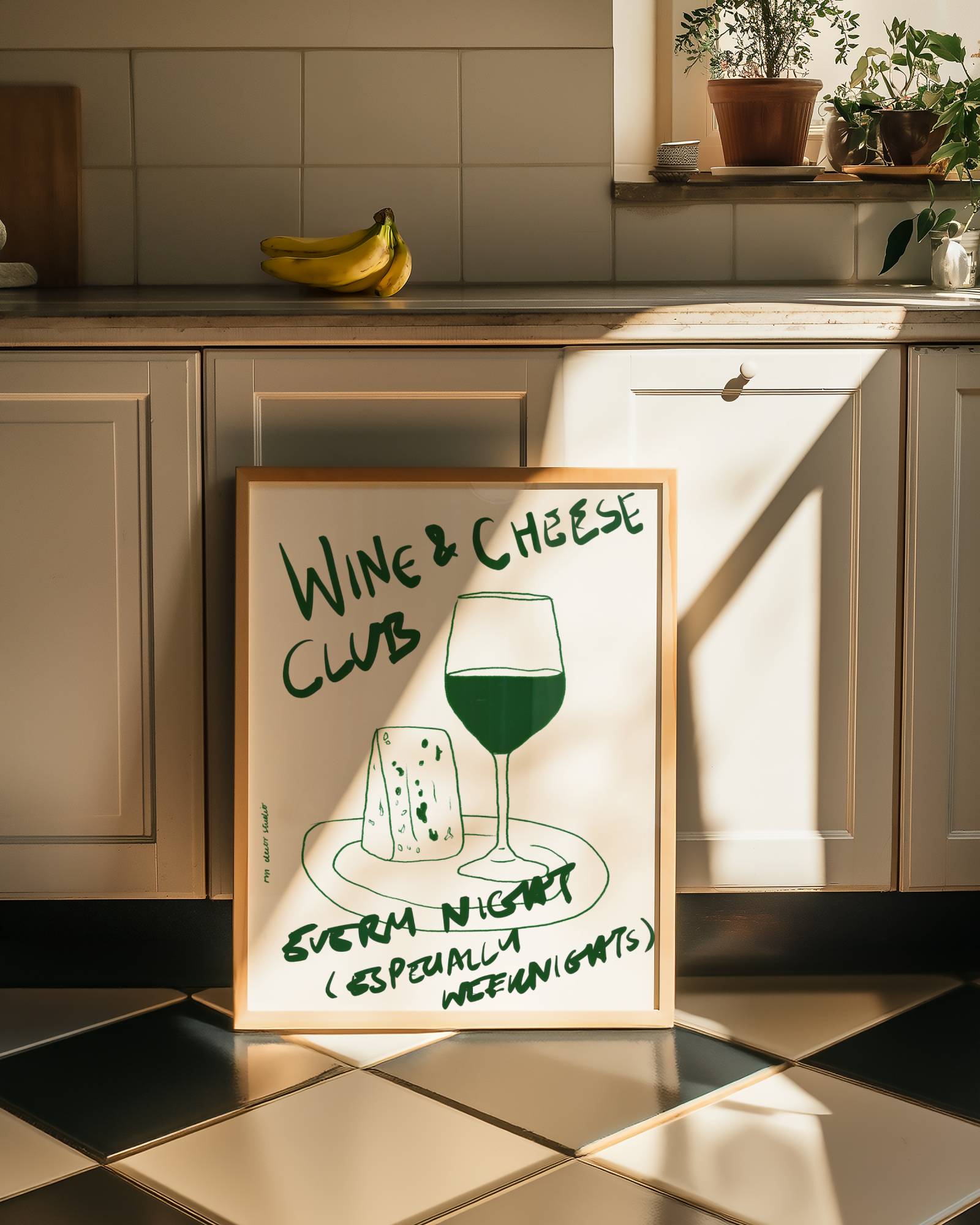WINE AND CHEESE CLUB PRINT POSTER BASKI