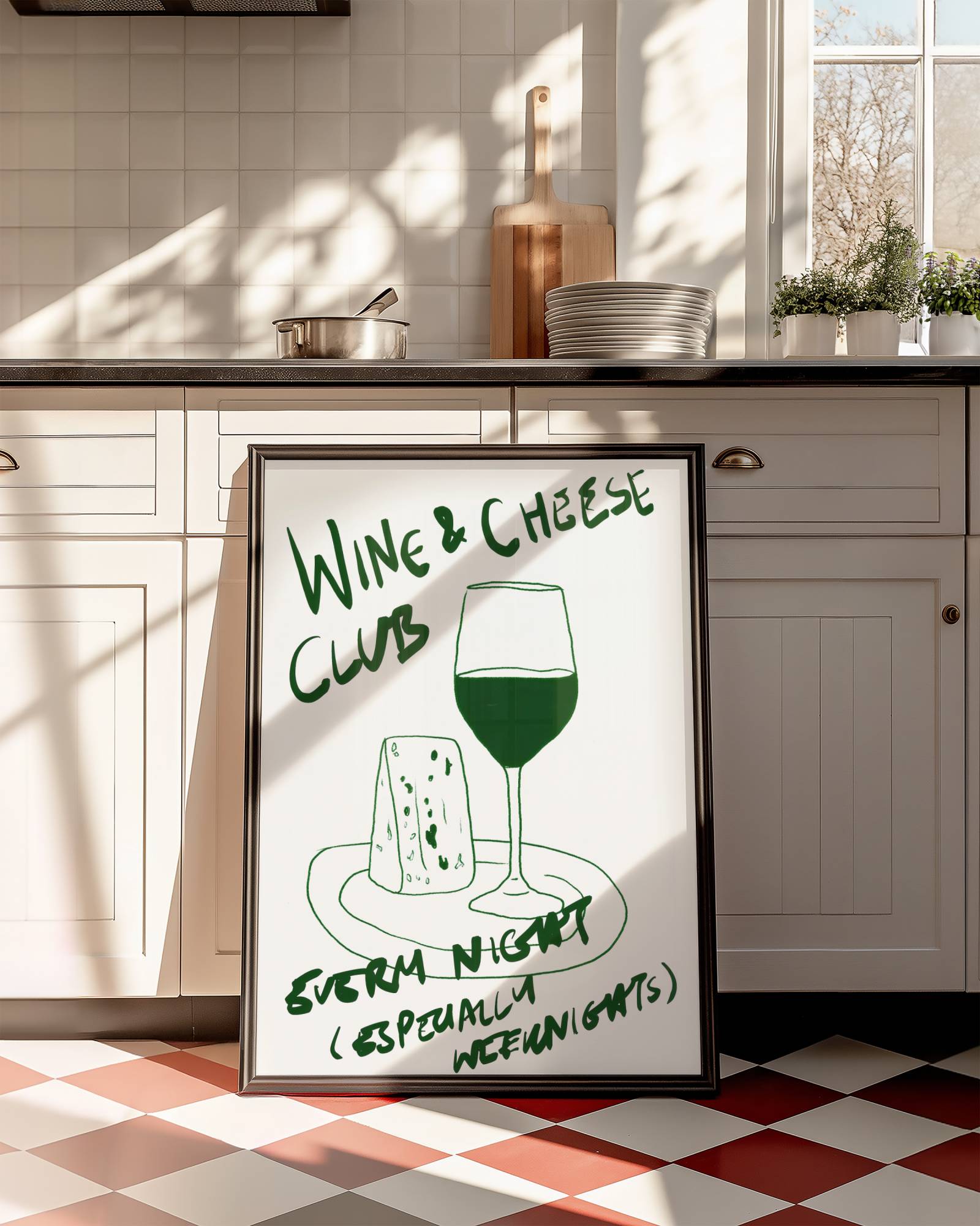 WINE AND CHEESE CLUB PRINT POSTER BASKI